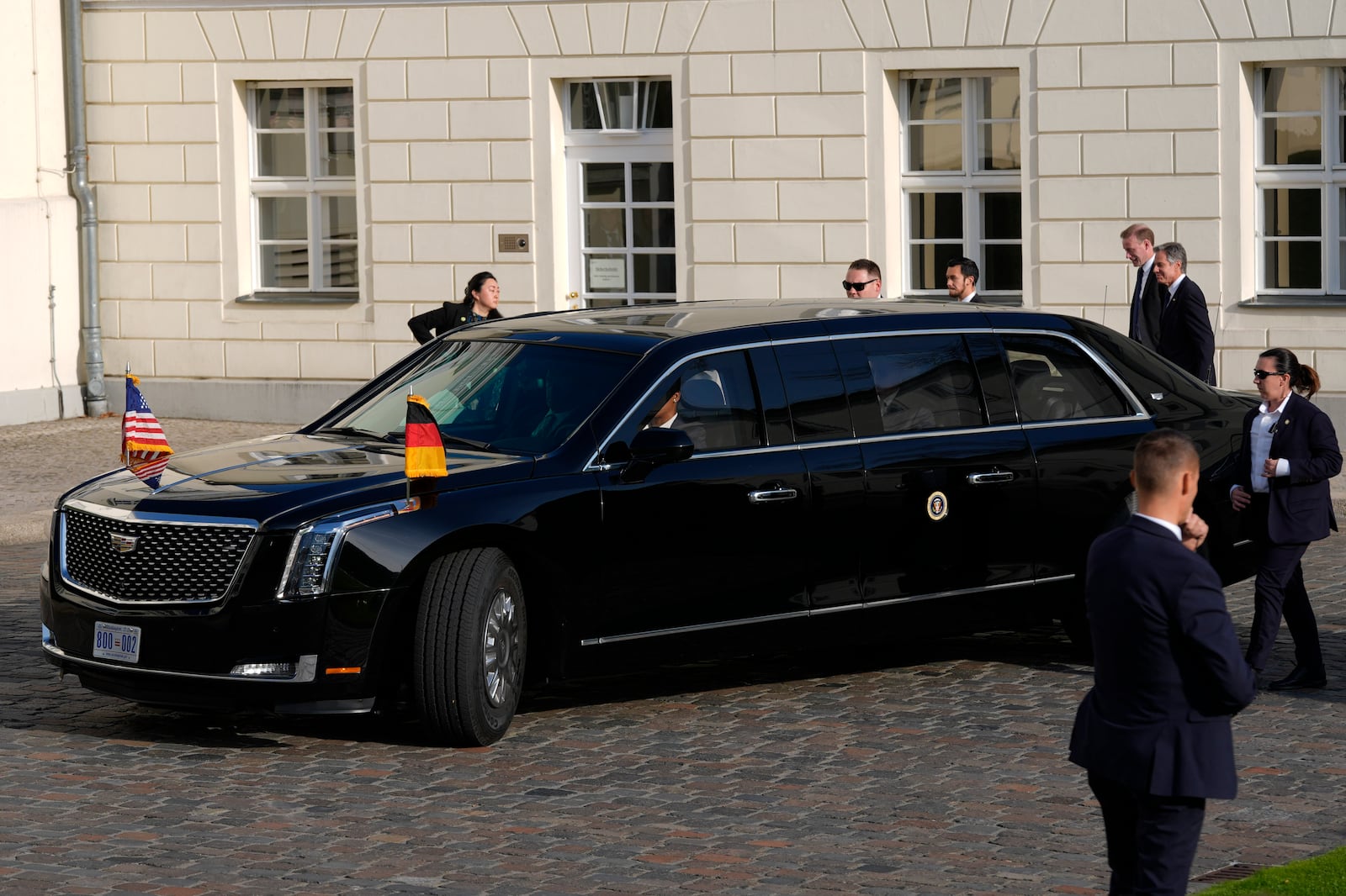 President Joe Biden arrives at Bellevue Palace in Berlin, Germany, Friday, Oct. 18, 2024. (AP Photo/Matthias Schrader)