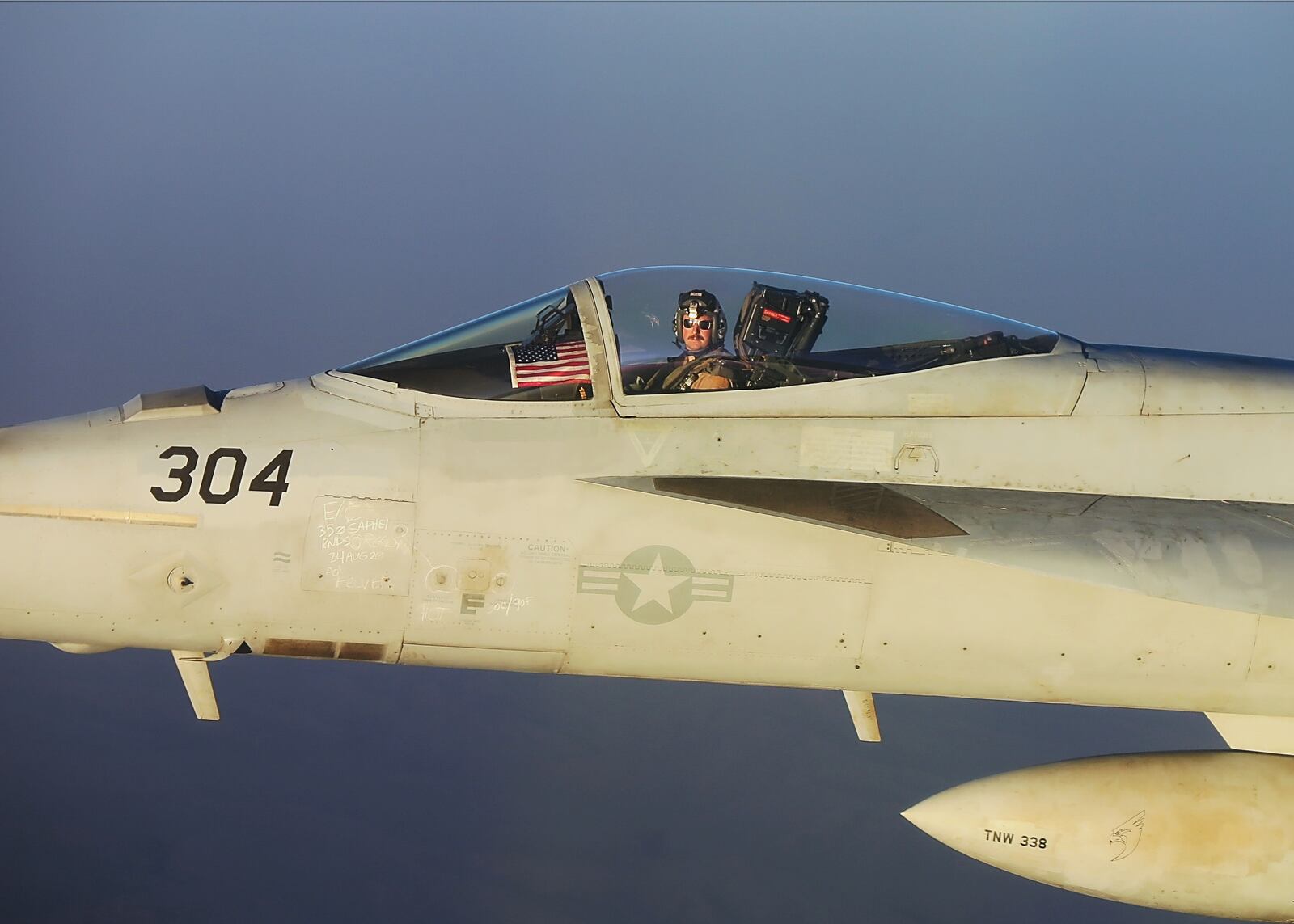 Oakwood native and Navy Lt. Cmdr Doug Schmidt (call sign "Juggalo") in a combat flight over Afghanistan. Contributed