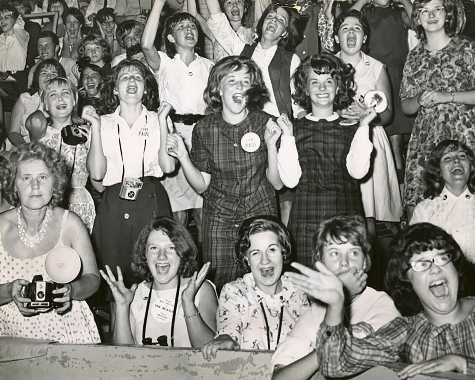 Girls scream at the sight of the Beatles at Cincinnati Gardens Aug 27, 1964.  DAYTON DAILY NEWS ARCHIVE