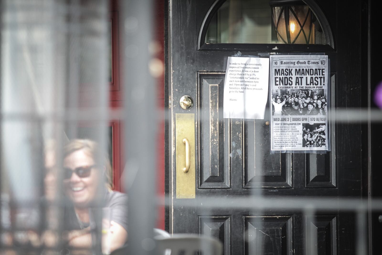 The Dublin Pub on Wayne Ave. is preparing for the pandemic restrictions to expire Wednesday June 2, 2021. Customers were outside Tuesday enjoying the Spring weather. Dublin Pun is planning to burn mask sometime Wednesday evening. JIM NOELKER/STAFF