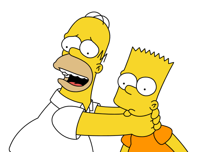 Bart and Homer Simpson of the FOX show "The Simpsons."