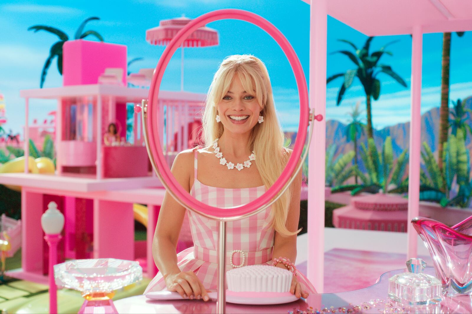 This image released by Warner Bros. Pictures shows Margot Robbie in a scene from "Barbie." (Warner Bros. Pictures via AP)