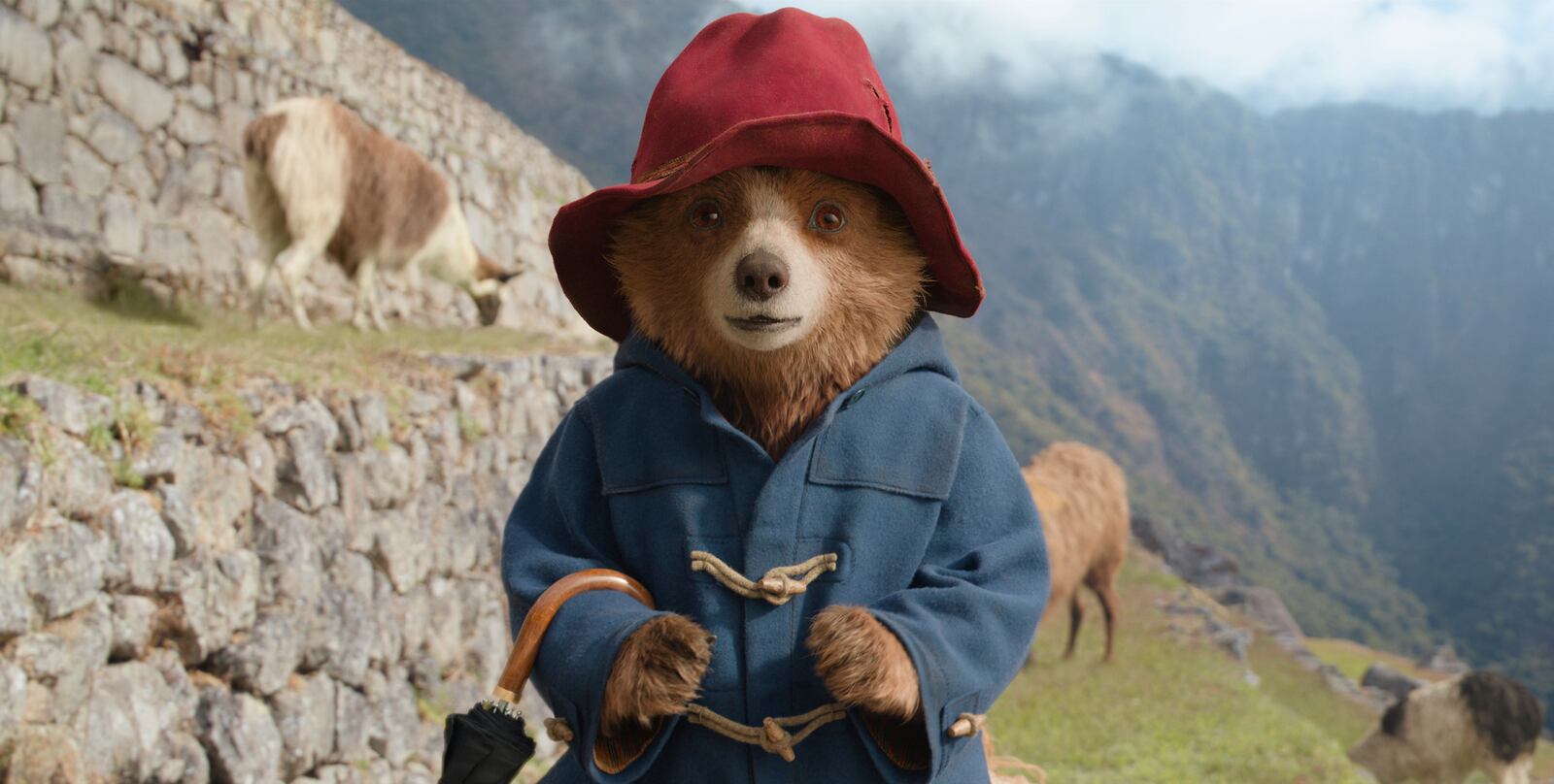 This image released by Sony Pictures shows the character Paddington, voiced by Ben Whishaw, in a scene from "Paddington in Peru." (Sony Pictures via AP)