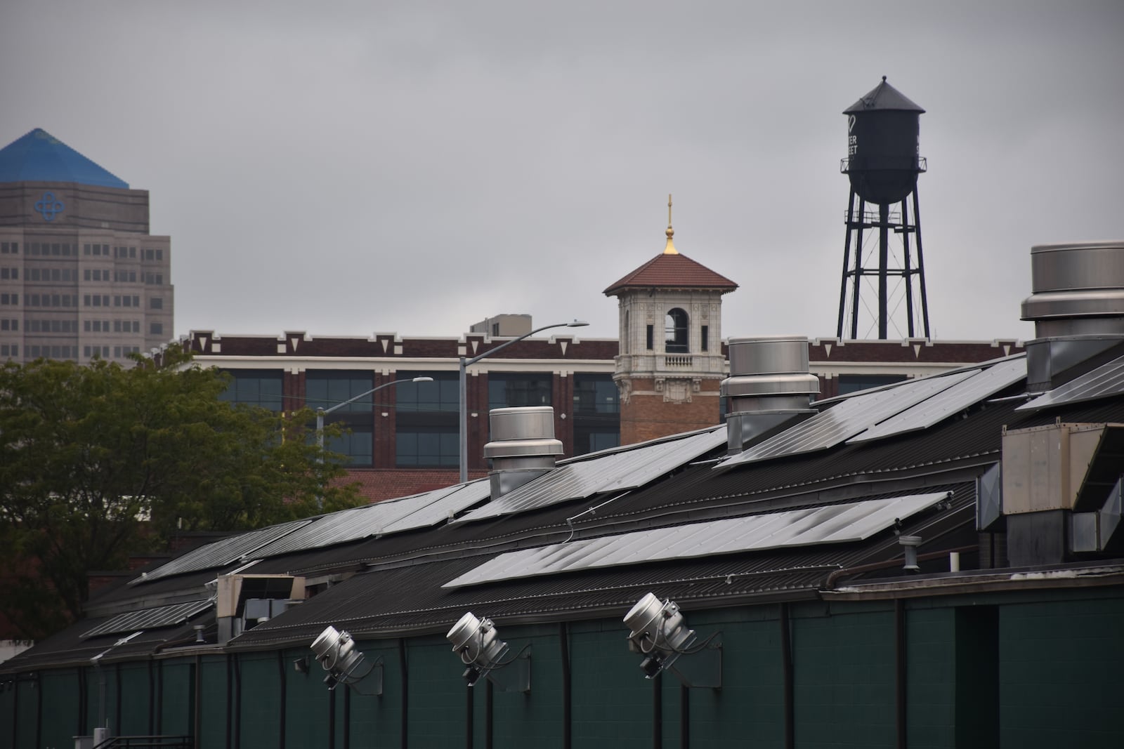 Solar panels on the roof of 2nd Street Market in downtown Dayton. CORNELIUS FROLIK / STAFF