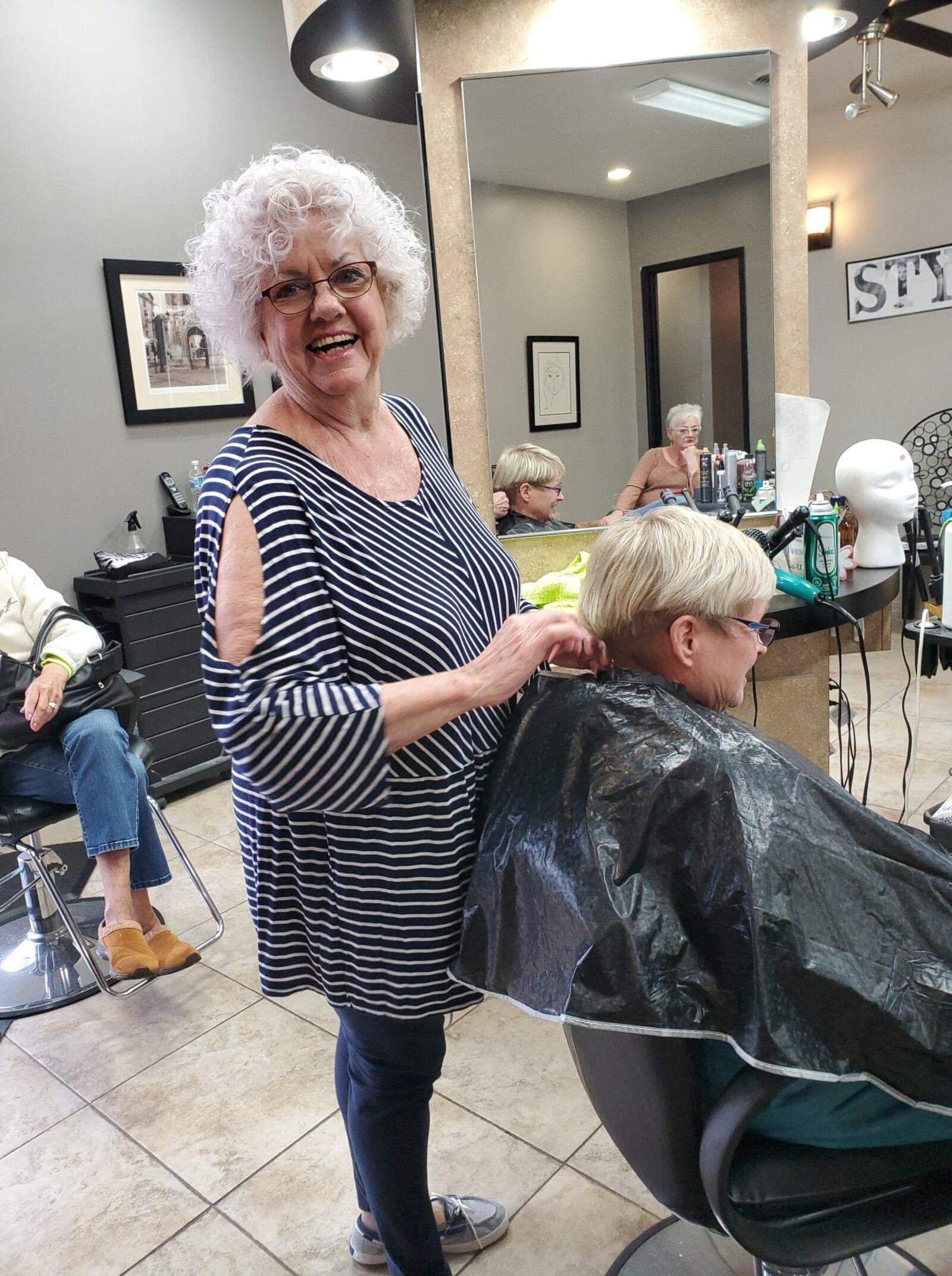 Lauretta Ware of Lebanon and Nina Farrell of Vandalia at Diversite Salon and Day Spa  in Englewood.