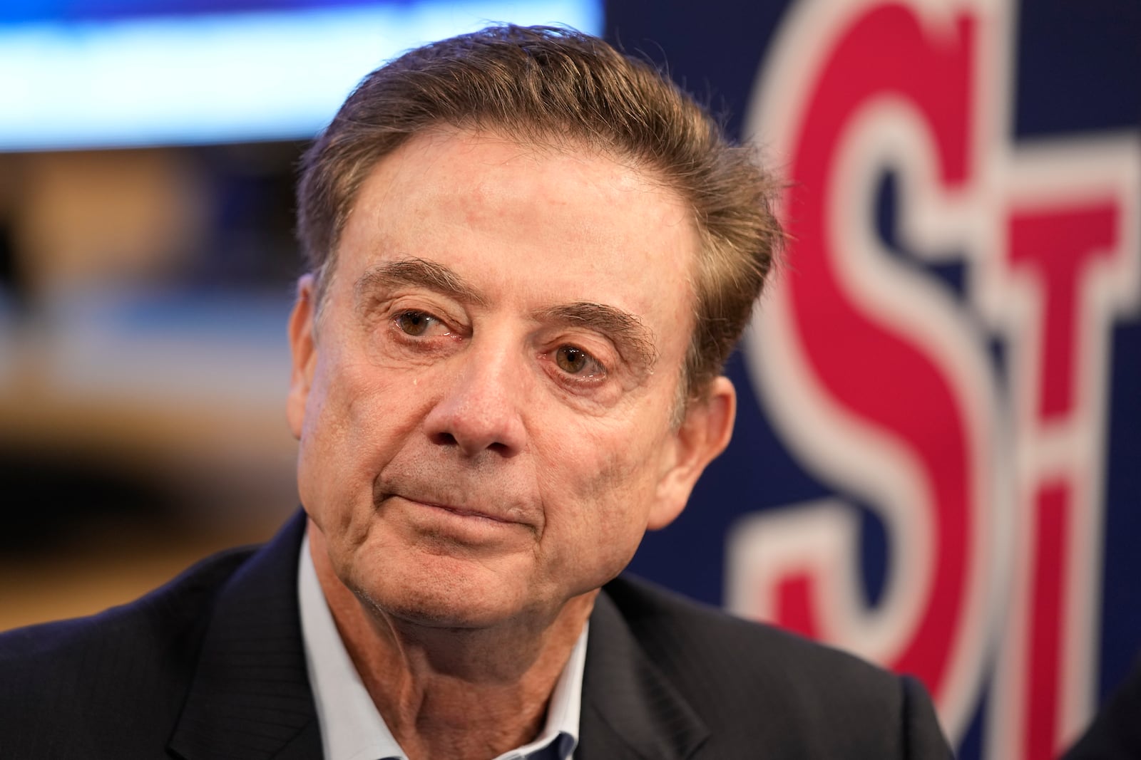 St. John's head coach Rick Pitino talks to reporters during the Big East NCAA college basketball media day in New York, Wednesday, Oct. 23, 2024. (AP Photo/Seth Wenig)