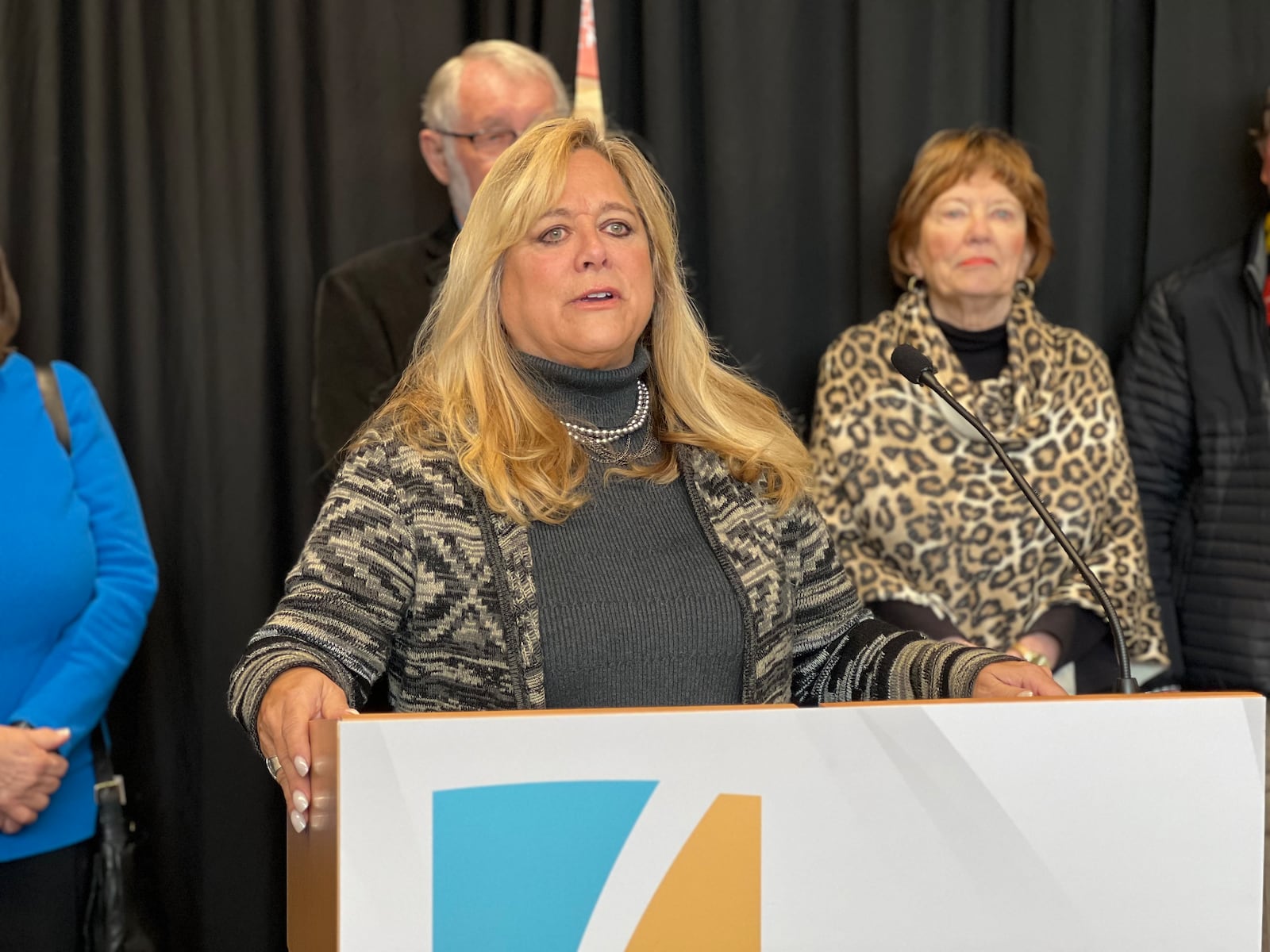 Montgomery County Commissioner Debbie Lieberman speaks to attendees to the grand opening of the Dayton Metro Library Northmont Branch on Saturday, Jan. 7. AIMEE HANCOCK/STAFF