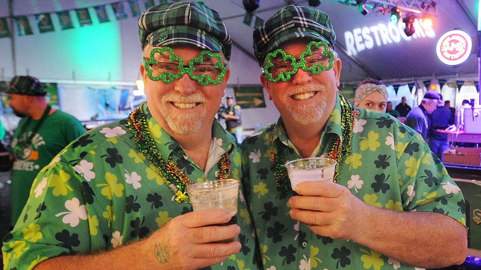 No , you are not seeing double that's Jeff and Steve Nagel having a good time at the Dublin Pub Friday March 17, 2023. The twins tell drinkers when they see four of them it's time to go home. MARSHALL GORBY\STAFF