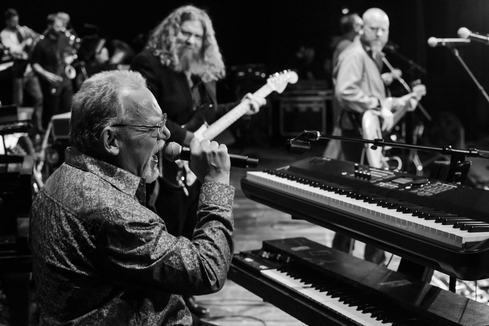 Jimmy D. Rogers (pictured), Patrick Himes, Rich Reuter, Trey Stone, Phil Caviness and Steve Phelps are among the members of the core band for “Such a Night: The Last Waltz Live” presented by WYSO and Jeff Opt at Victoria Theatre in Dayton on Wednesday, Nov. 22. CONTRIBUTED