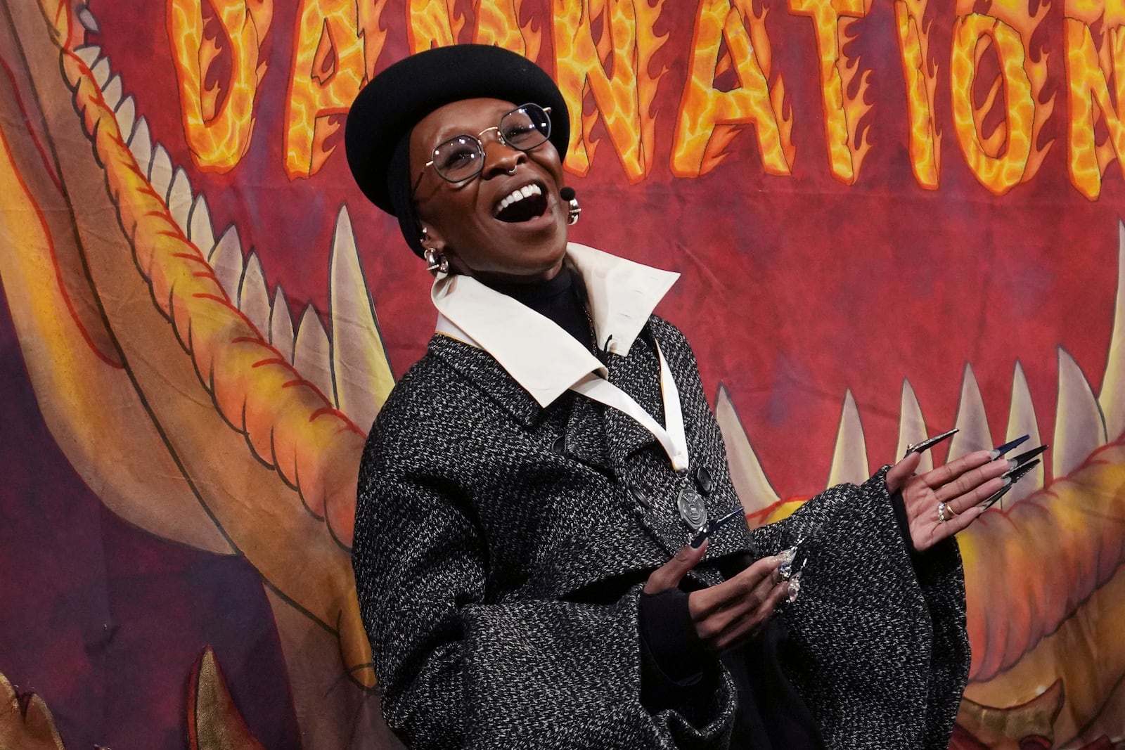 Harvard University's Hasty Pudding Theatricals Woman of the Year Cynthia Erivo sings during a roast, Wednesday, Feb. 5, 2025, in Cambridge, Mass. (AP Photo/Charles Krupa)