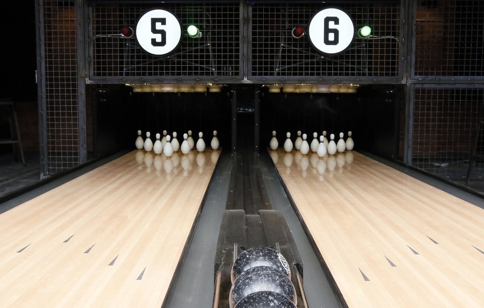 The duckpin bowling area of "Pins Mechanical Company", a new bar that offers Duckpin Bowling, Pinball and Ping Pong amongst other activities will open soon in Columbus, Ohio on September 12, 2016. (Columbus Dispatch photo by Brooke LaValley)