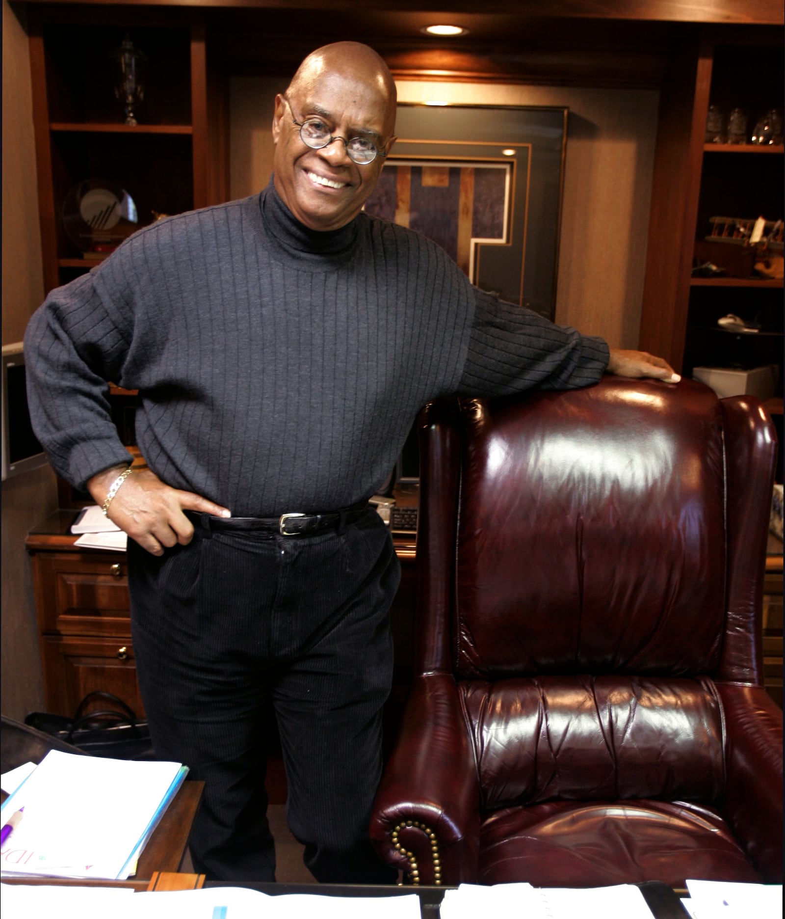 Former Cleveland Browns running back Ernie Green, shown, Monday, Oct. 23, 2006, in his business office in Kettering, Ohio. (AP Photo/Al Behrman)