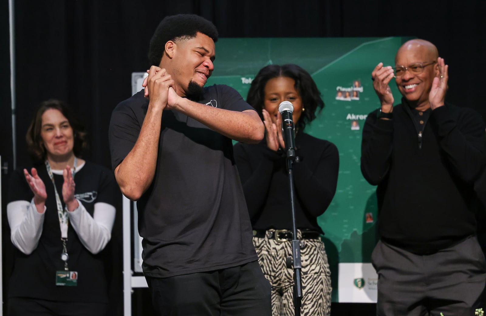 Lawrence Hamilton reacts after announcing he matched with a program with Baylor College of Medicine during Wright State University Boonshoft School of Medicine's Match Day ceremony on Friday at the Apollo Room in the university's Student Union. BRYANT BILLING / STAFF