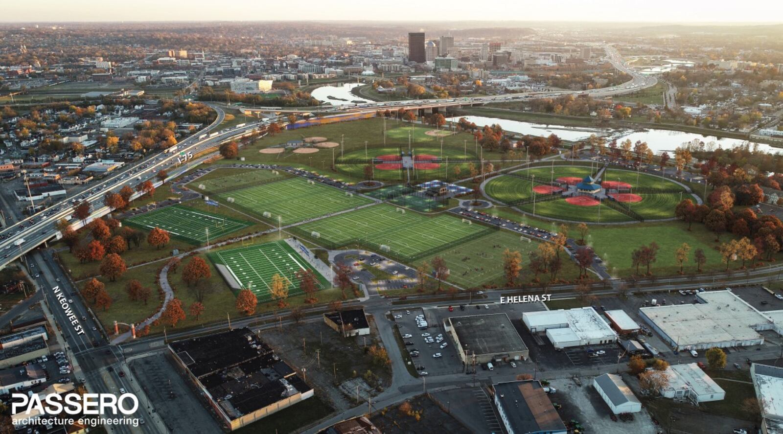 A rendering of what Kettering Field could look like after it is upgraded and expanded. CONTRIBUTED