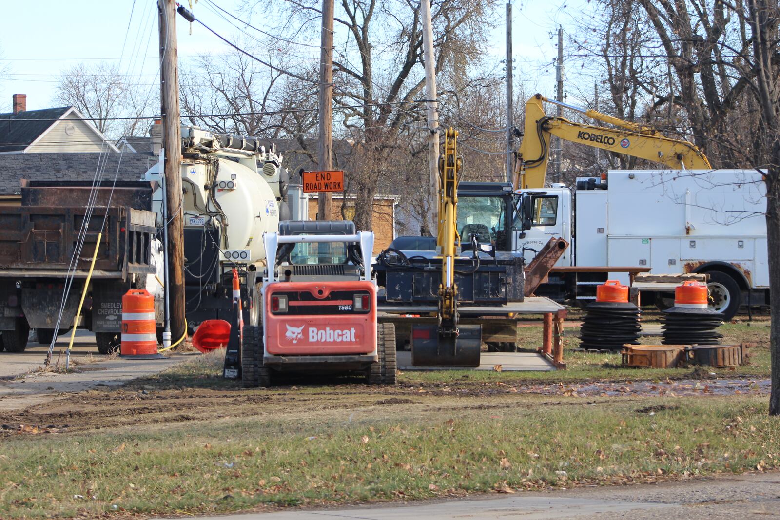 Construction equipment parked on a property on the 1400 block of Wayne Avenue. The city owns the property but Liberty High School wants to buy it to relocate its school. CORNELIUS FROLIK / STAFF