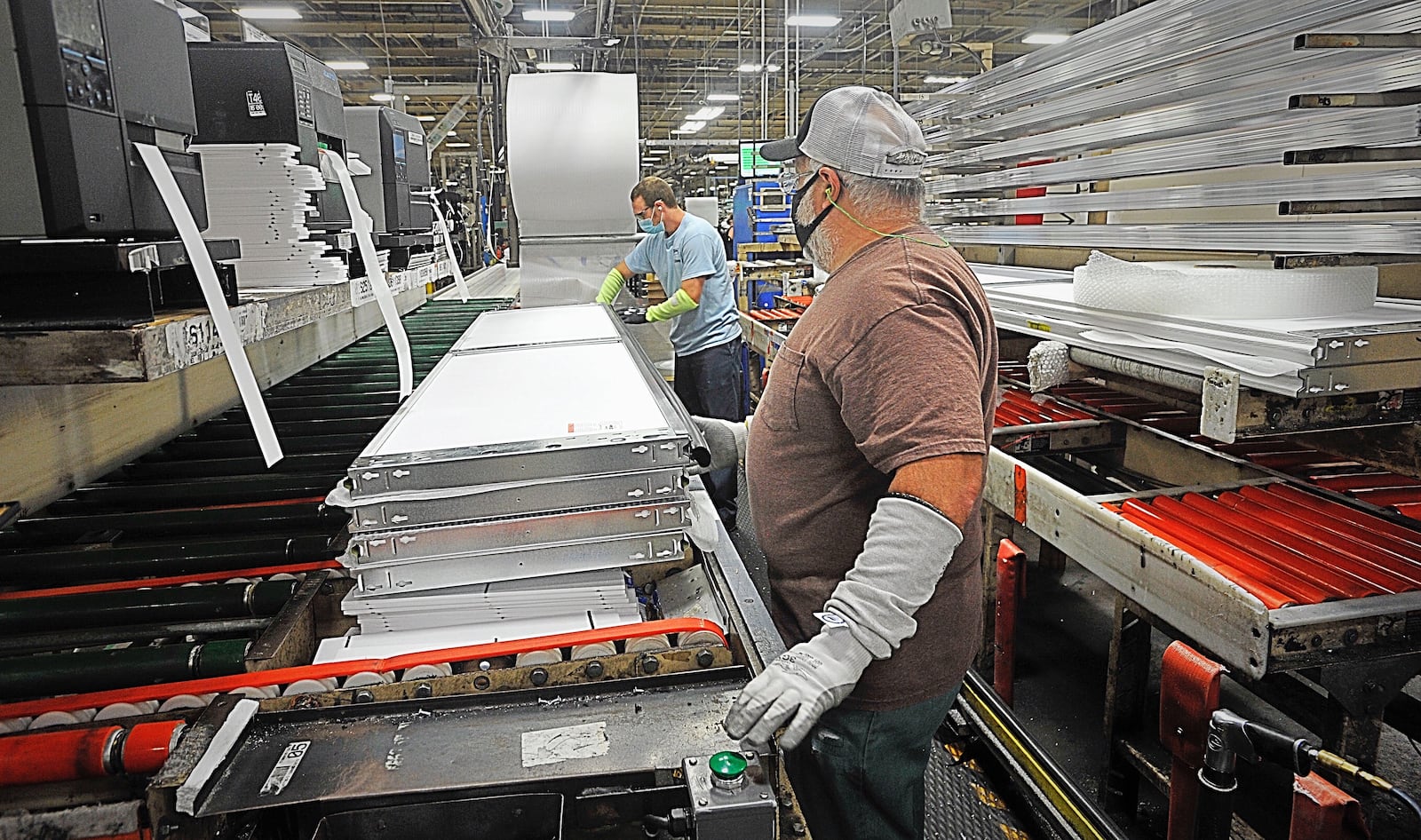 Inside the Clopay plant in Troy. The company is one of leaders in the making of garage doors.