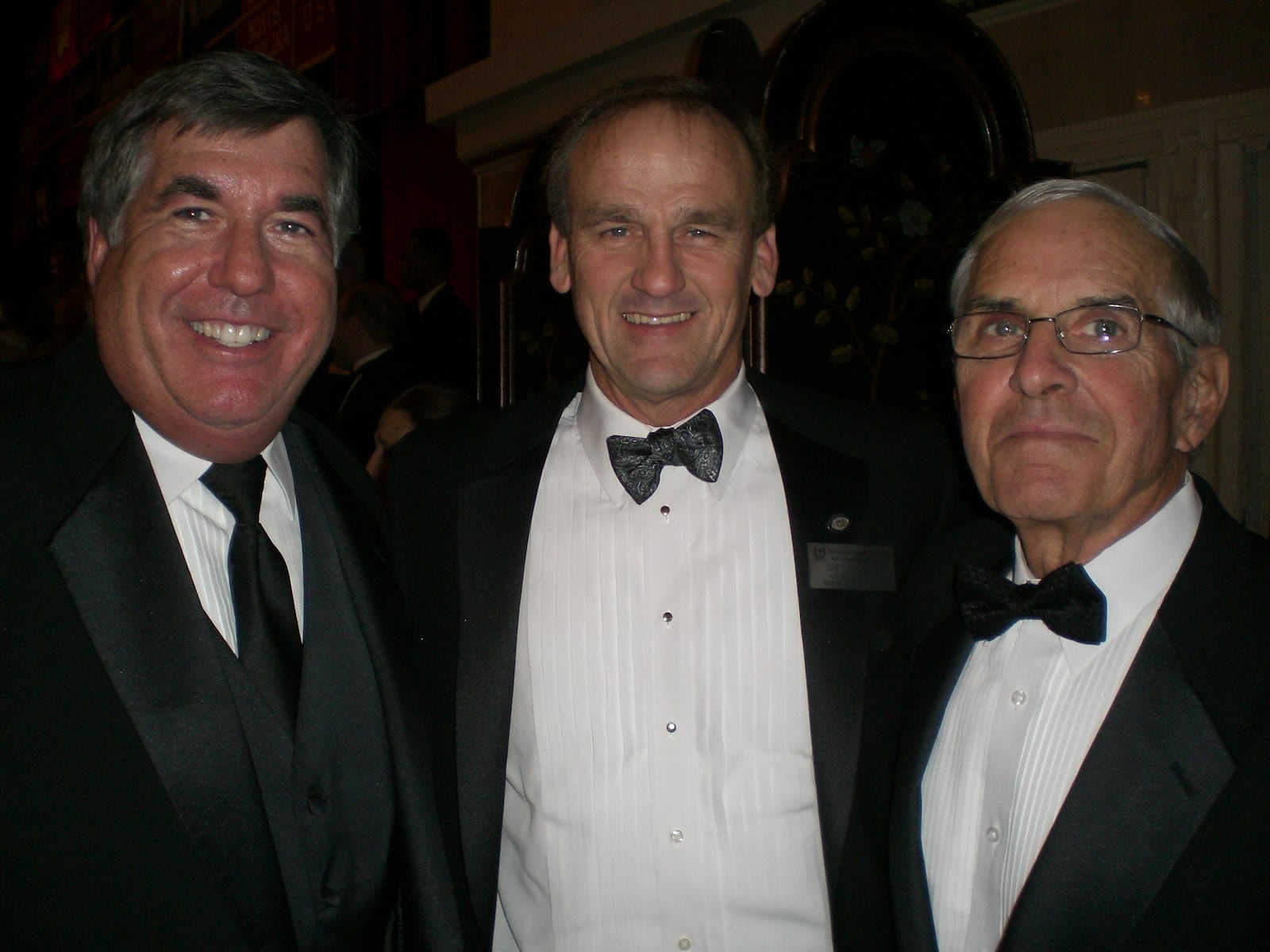 Bob Kesling, Richard Hoppe and Chet Moeller are pictured at the Waldorf Astoria for Moeller's induction into the College Football Hall of Fame 2010. Kesley and Moeller played for Hoppe at Fairmont High School. Photo courtesy of Linda Hoppe