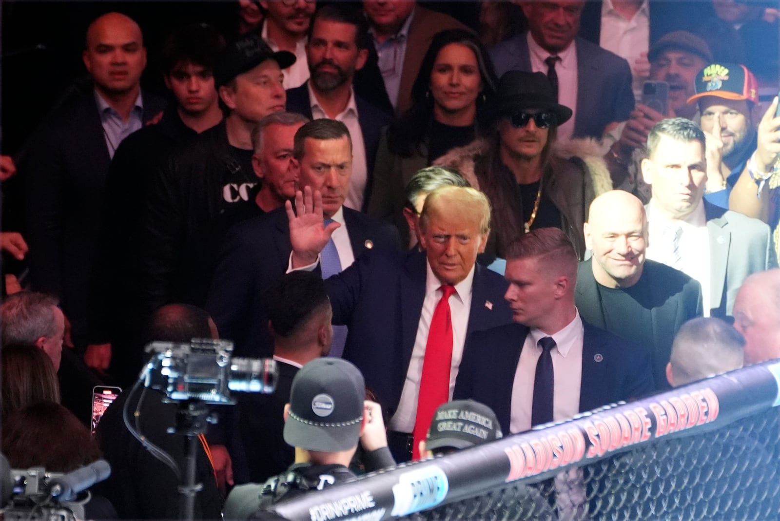 President-elect Donald Trump arrives at UFC 309 at Madison Square Garden, Saturday, Nov. 16, 2024, in New York. (AP Photo/Evan Vucci)