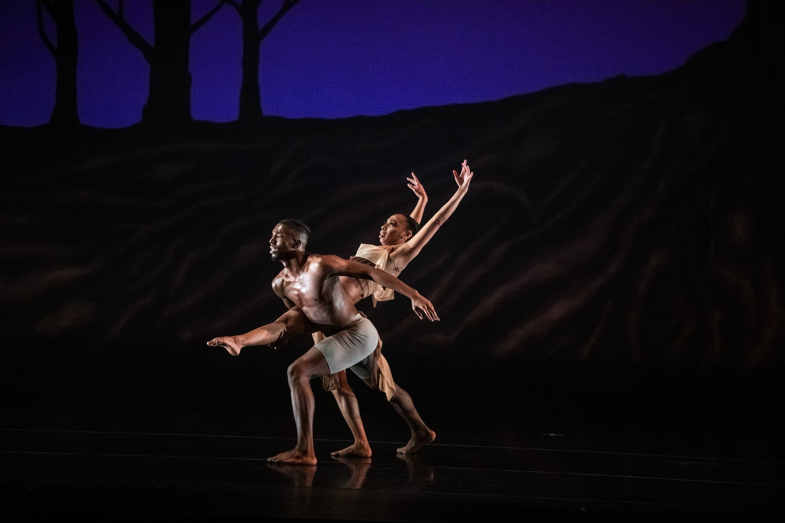 Dayton Contemporary Dance Company has received a major grant from the Miriam Rosenthal Foundation for the Arts for the 2023-2024 season. Pictured: Dance Artists Matthew Talley and Alexandria Flewellen in "huMAN/NAture" by Countess V. Winfrey in DCDC's 2022 production of "Inside Out."