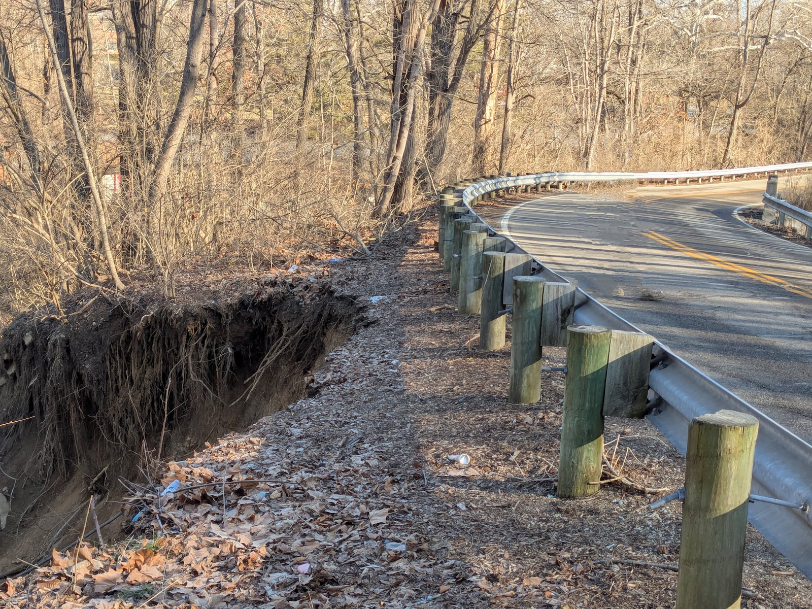 Astoria Road between Harris and Oxford roads in German Twp. is closed for an indefinite period of time due to safety concerns regarding a landslide along the west side of Astoria Road. CONTRIBUTED/ Montgomery County Engineer