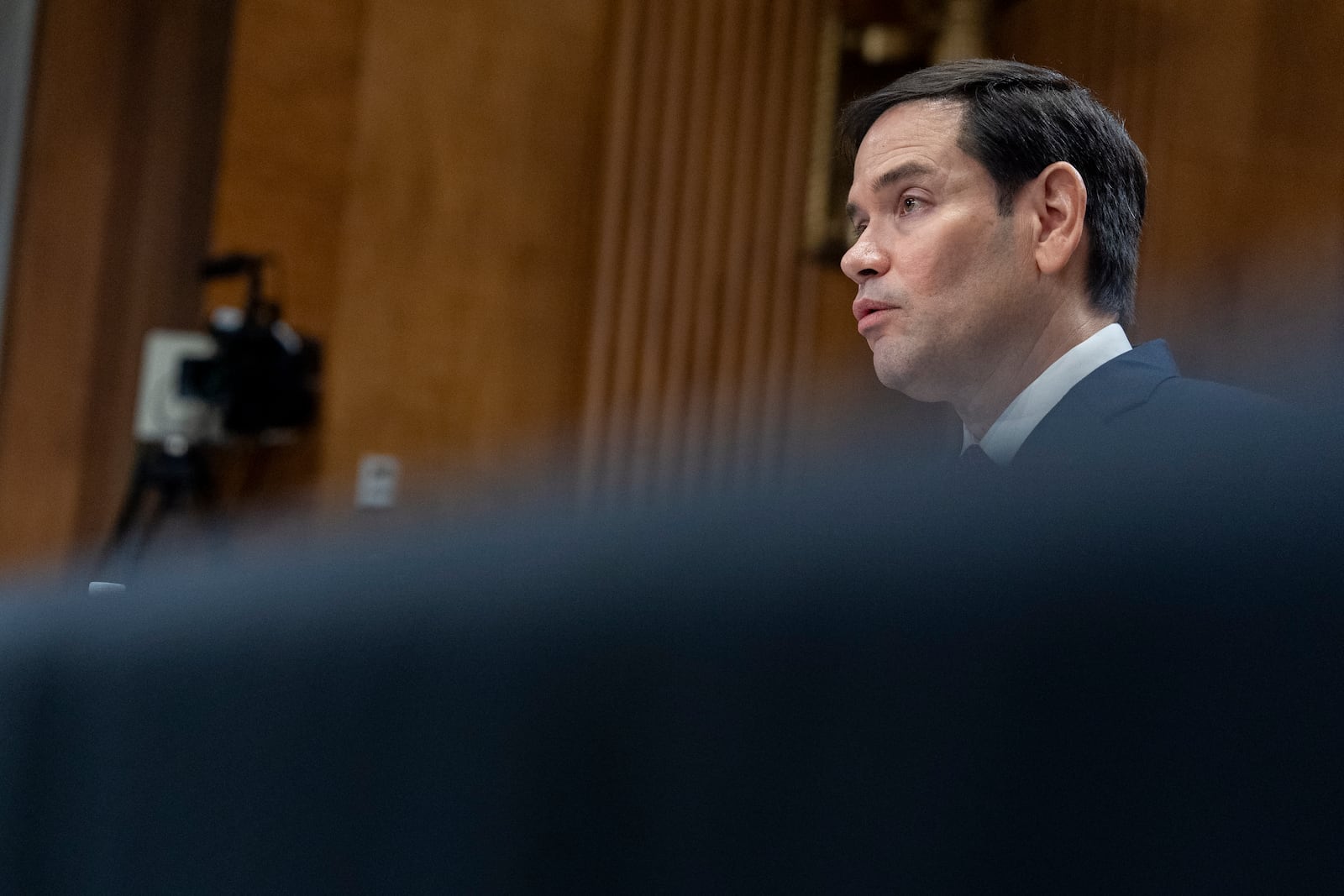 Sen. Marco Rubio, R-Fla., President-elect Donald Trump's choice to be Secretary of State, appears before the Senate Foreign Relations Committee for his confirmation hearing, at the Capitol in Washington, Wednesday, Jan. 15, 2025. (AP Photo/Alex Brandon)