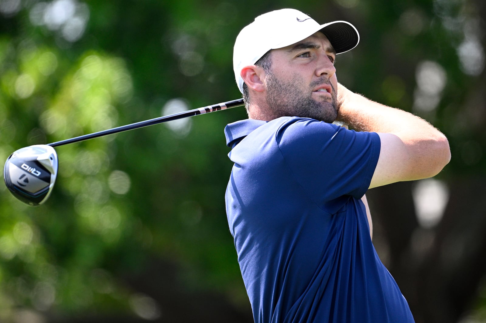 Scottie Scheffler tees off on the first hole during the third round of the Arnold Palmer Invitational at Bay Hill golf tournament, Saturday, March 8, 2025, in Orlando, Fla. (AP Photo/Phelan M. Ebenhack)