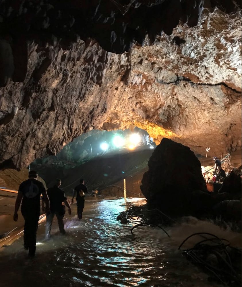 Photos: Rescuers work to free soccer team, coach trapped in Thai cave