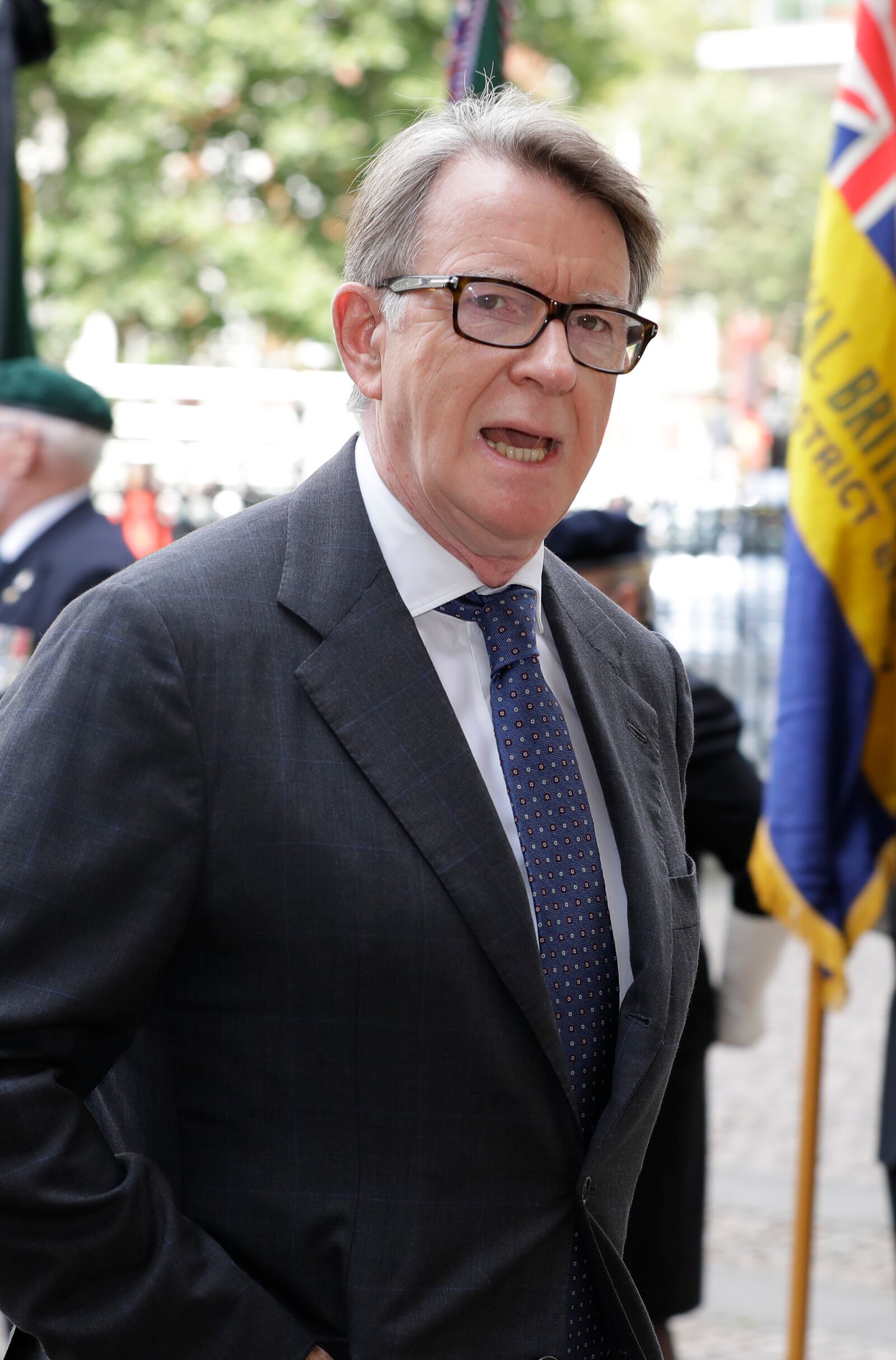 FILE - Peter Mandelson, British Labour politician, arrives at a memorial service for former leader of the Liberal Democrats Lord Paddy Ashdown at Westminster Abbey in London, Sept. 10, 2019. (AP Photo/Kirsty Wigglesworth, File)