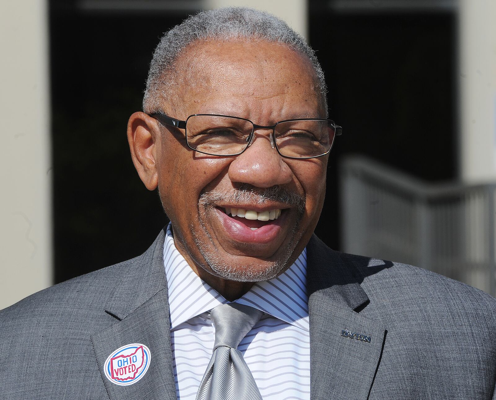 Jeff Mims, Jr., candidate for Dayton Mayor and current Dayton City Commissioner, voted early at the Montgomery County Board of Elections, Friday, April 30. MARSHALL GORBY\STAFF