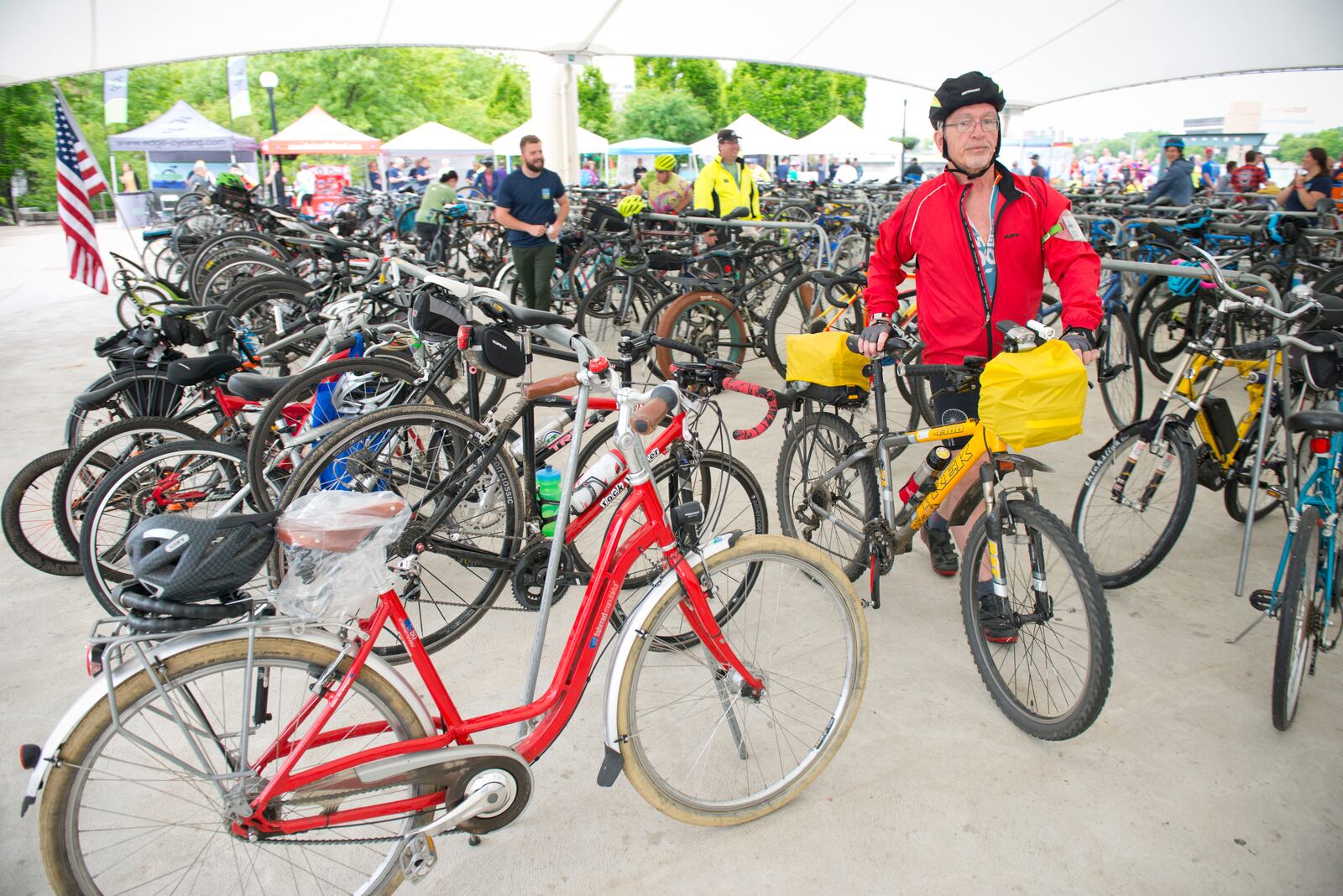 Hundreds of cyclists come to RiverScape annually for MetroParks' Bike to Work Day pancake breakfast. CONTRIBUTED