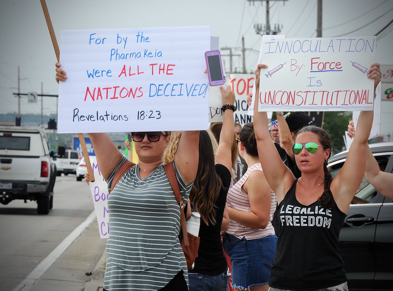 PHOTOS: COVID vaccine protest at Kettering Health