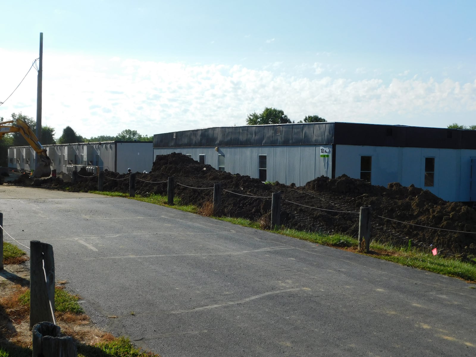 Construction workers continue the assembly of a total 34 modular classrooms which will be home of Franklin Junior High School for the next couple of years until construction is completed on the new Franklin High School and the current high school is renovated as a middle school. CONTRIBUTED/FRANKLIN CITY SCHOOLS