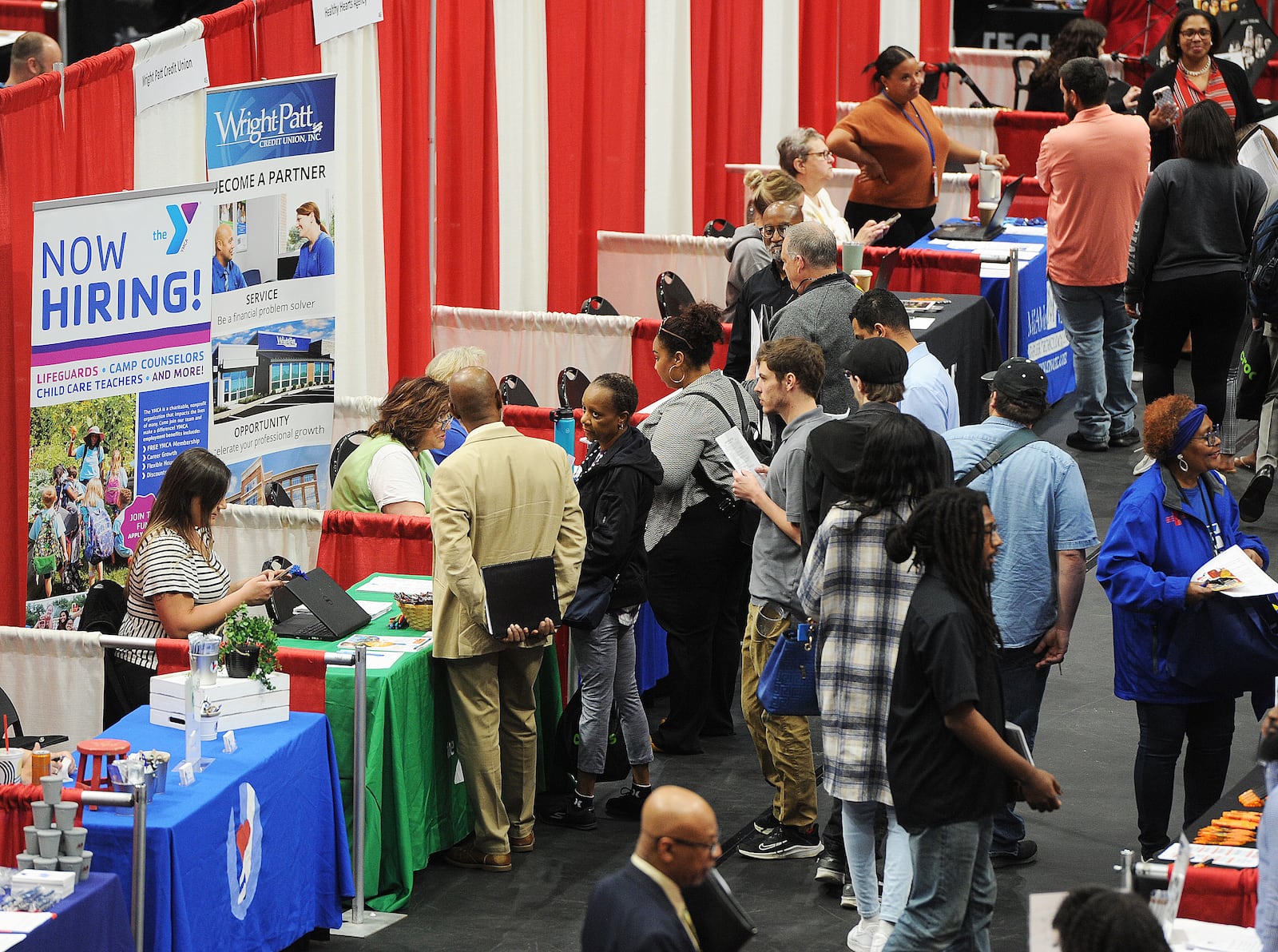 The Montgomery County Workforce Development Services  hosted their Spring Job Fair Thursday, April 27, 2023 at the University of Dayton Arena. Job seekers had the opportunity to meet with nearly 150 local employers and explore a variety of jobs. MARSHALL GORBY\STAFF