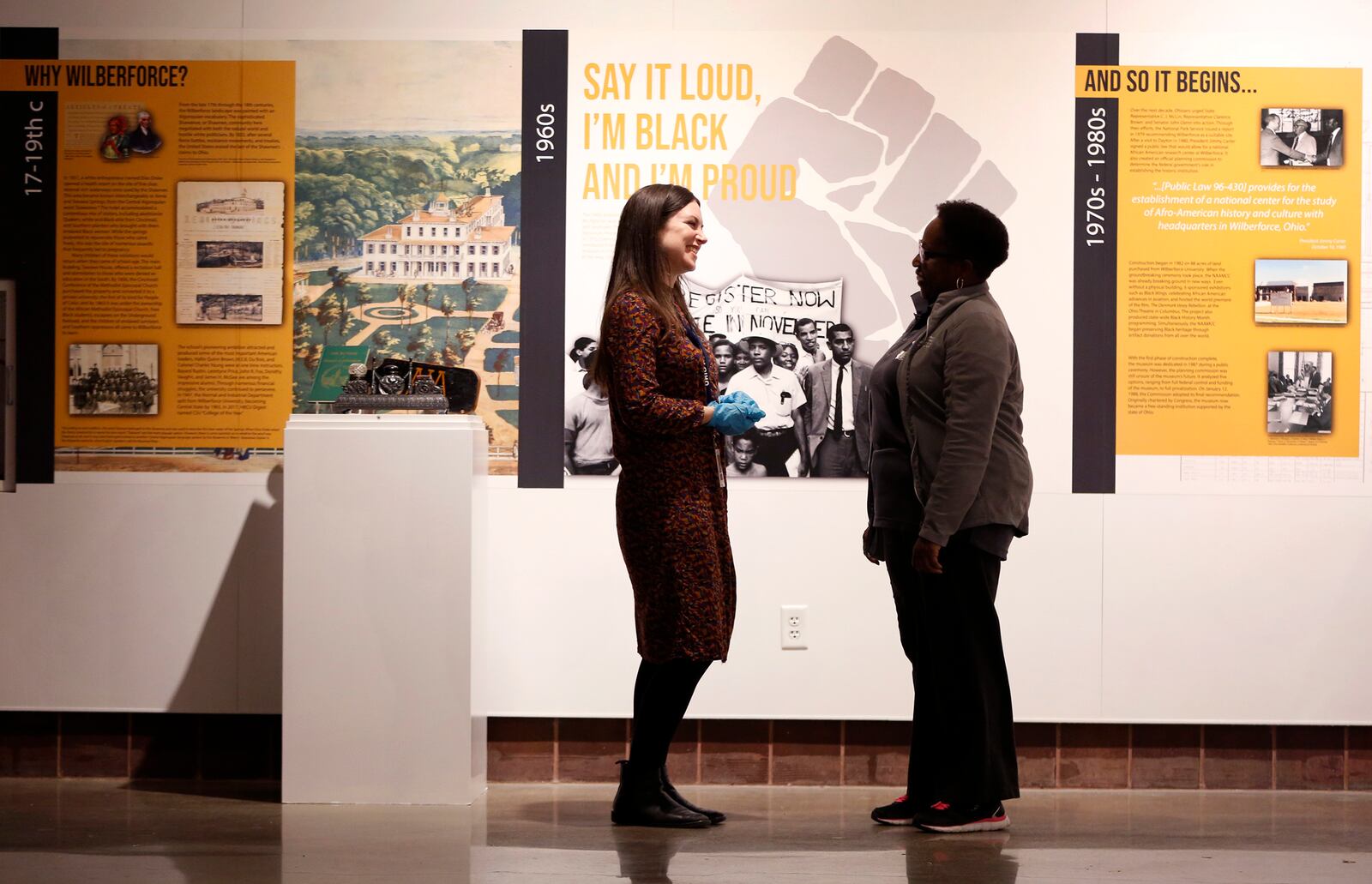 A new exhibit, Color Outside the Lines: Celebrating Thirty Years at NAAMCC, takes visitors on a journey through the history of the National Afro-American Museum and Cultural Center. LISA POWELL / STAFF