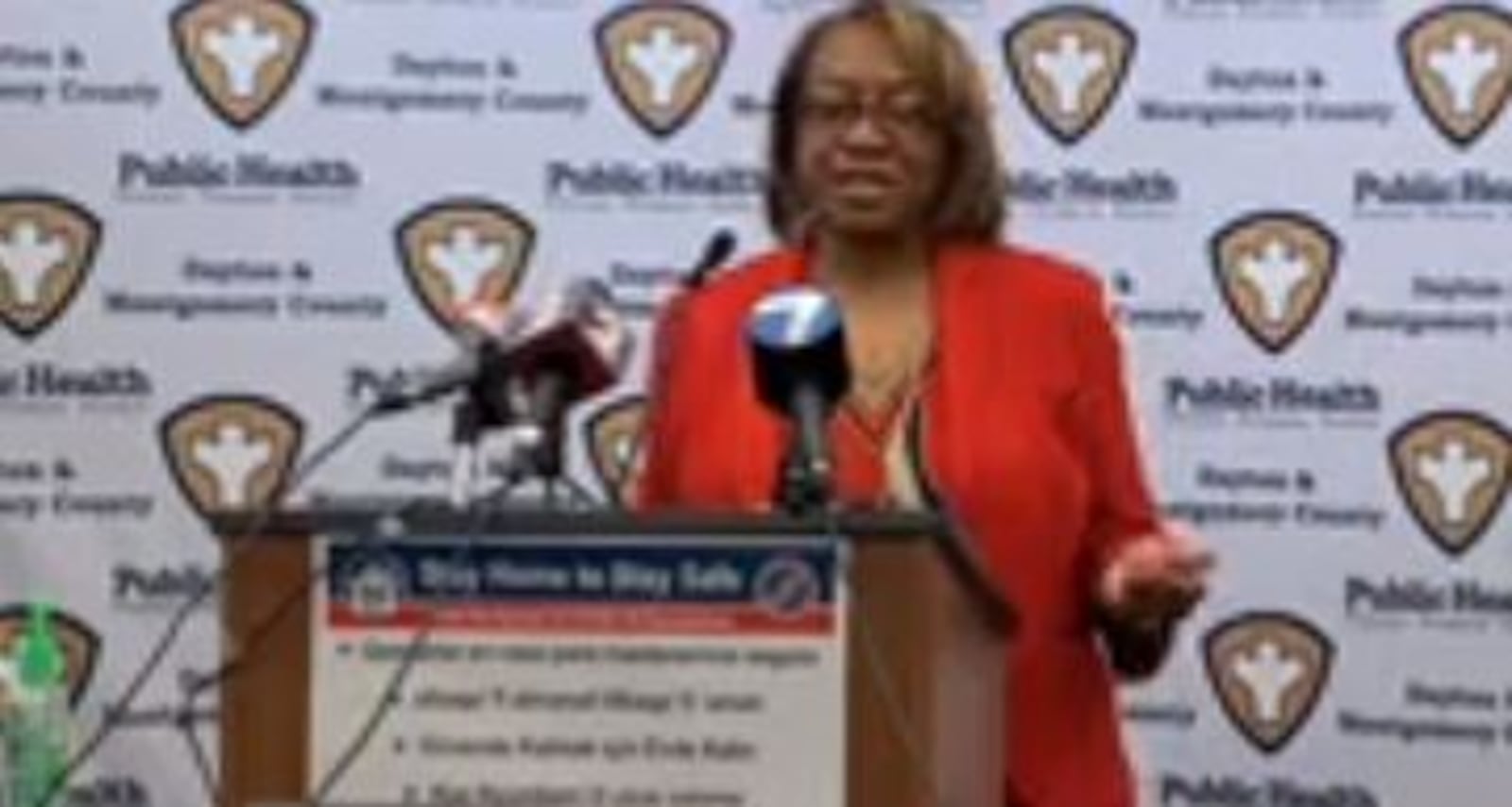 Helen Jones-Kelley, executive director of Montgomery County Addiction & Mental Health Services, speaks April 10, 2020, during a daily press conference on the coronavirus situation hosted by Public Health - Dayton & Montgomery County.