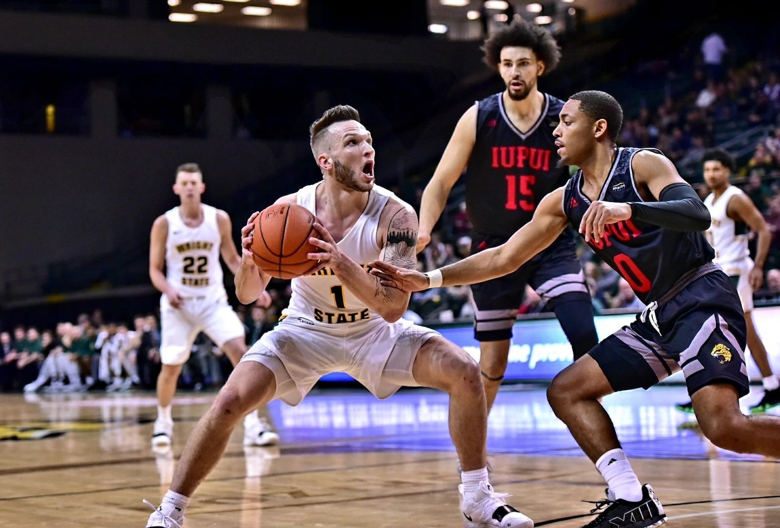 Wright State’s Bill Wampler scored 22 points off the bench Sunday in the Raiders’ win over IUPUI at the Nutter Center. Joseph Craven/CONTRIBUTED