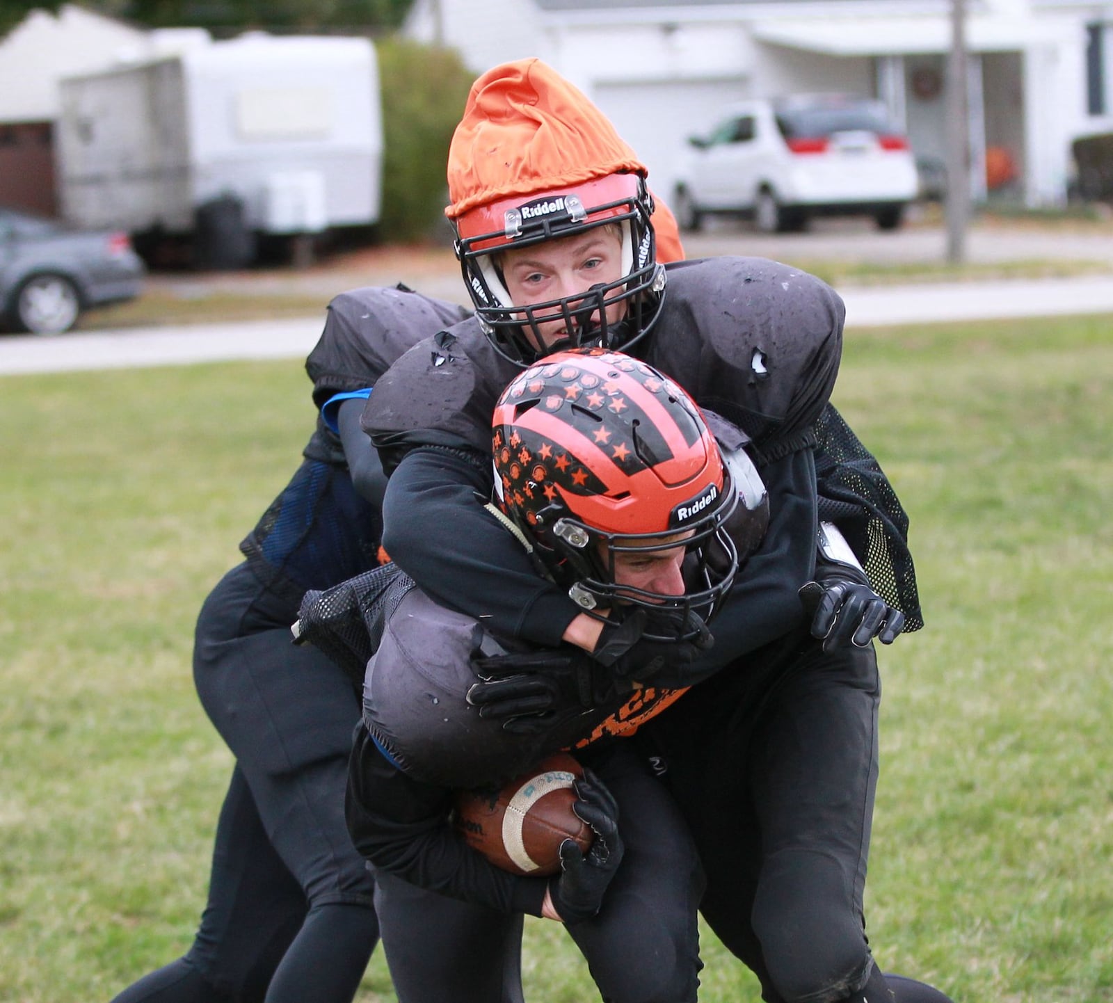 Arcanum prepares for a Week 8 high school football CCC showdown against Covington during practice on Wednesday, Oct. 16, 2019. MARC PENDLETON / STAFF