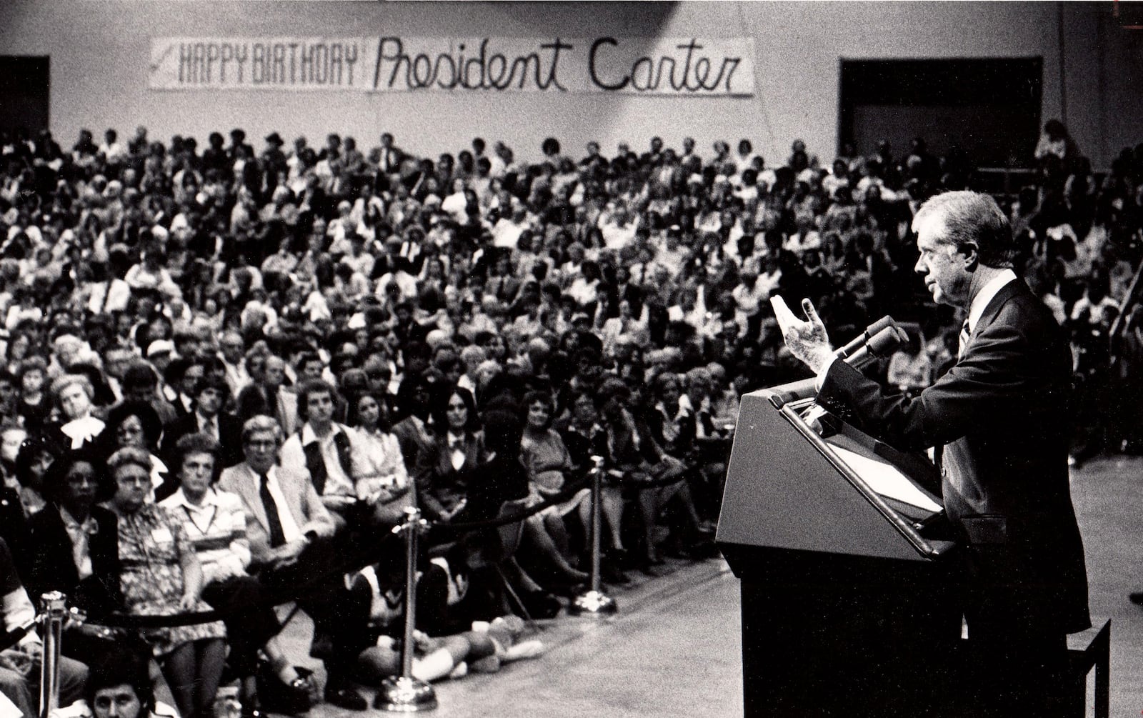 A crowd of 1,400 people fill the Dayton Convention and Exhibition Center to see President Jimmy Carter Oct. 2, 1980. DAYTON DAILY NEWS ARCHIVE