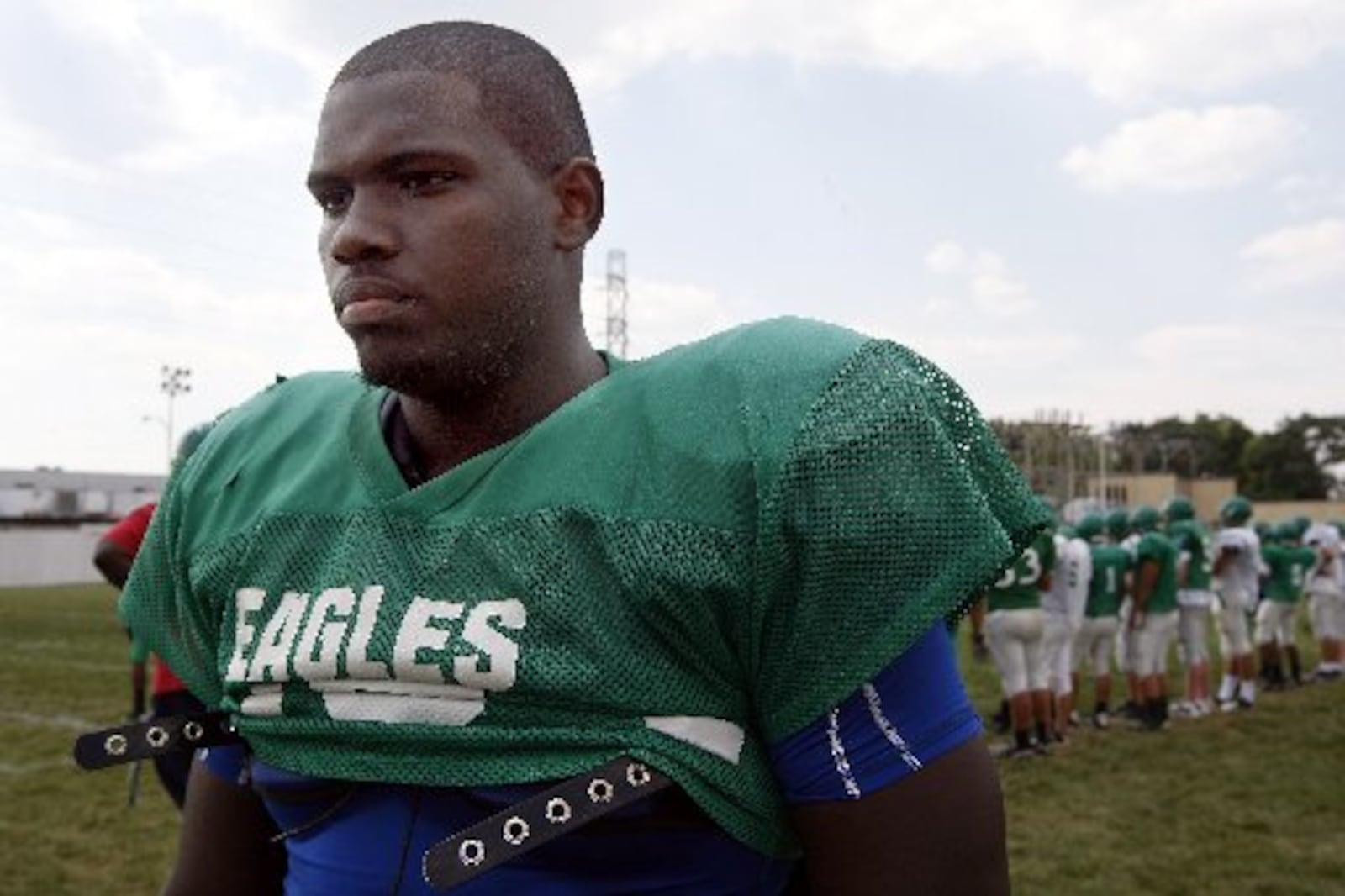 Darrien Howard, junior linebacker and fullback for Chaminade-Julienne High School, practices with the team in August, 2011. JAN UNDERWOOD / STAFF