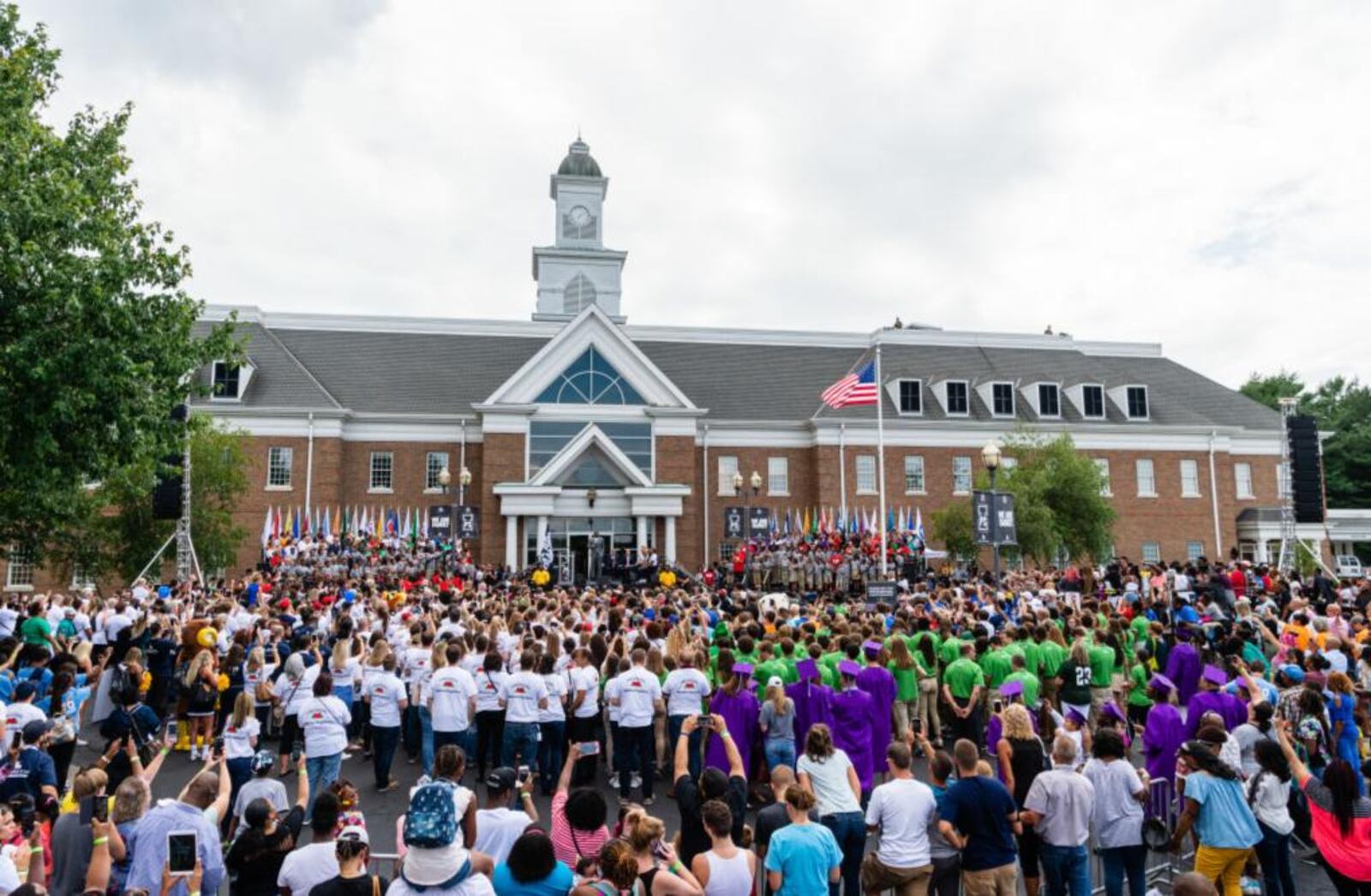 AKRON, OH - JULY 30: LeBron James addresses the crowd the opening ceremonies of the I Promise School on July 30, 2018 in Akron, Ohio. The School is a partnership between the LeBron James Family foundation and the Akron Public School and is designed to serve Akron's most challenged students. (Photo by Jason Miller/Getty Images)