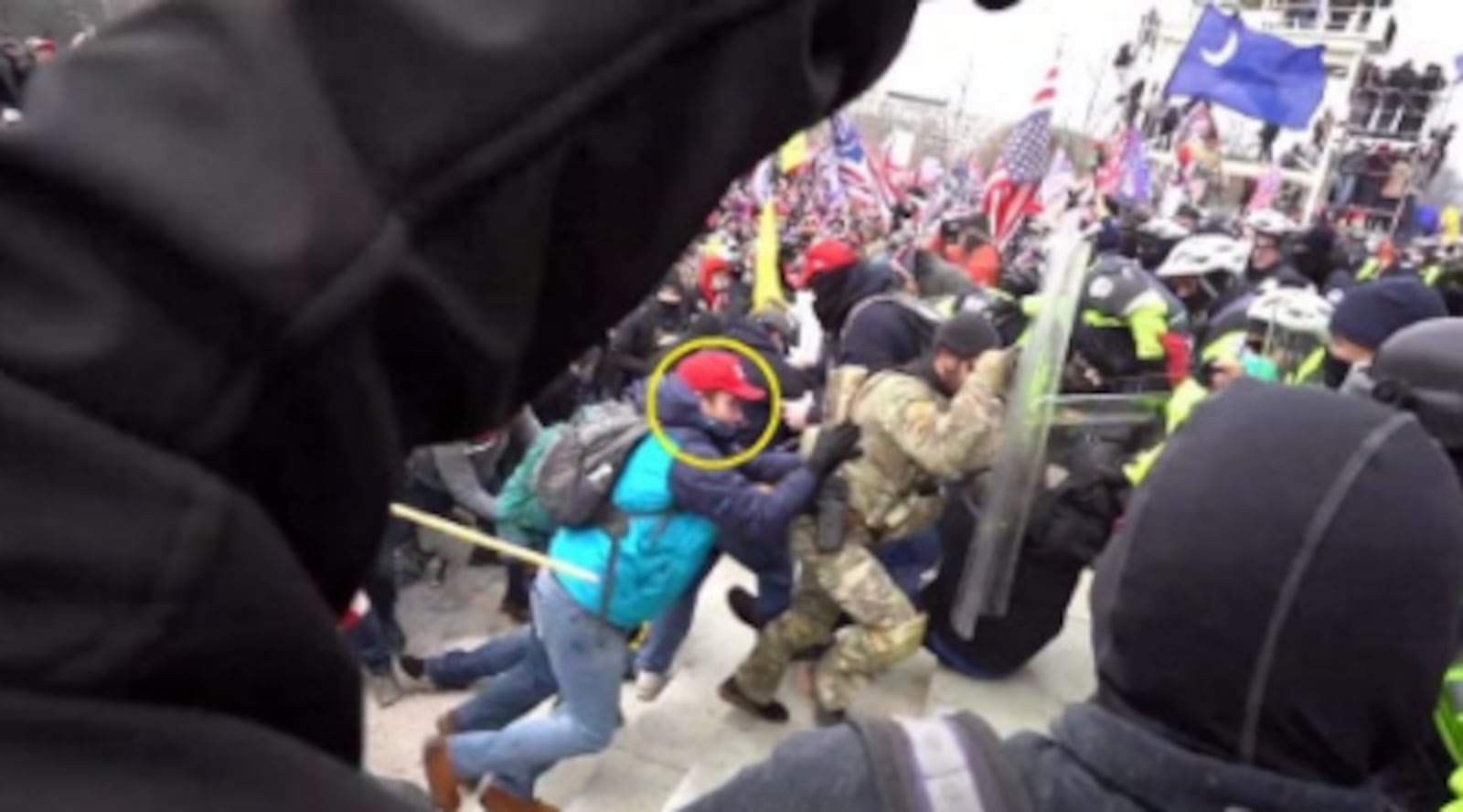 Jonathan "Duke" Valentour was reportedly captured on body camera footage attempting to shove people into a police line at the U.S. Capitol on Jan. 6, 2021. Photo courtesy U.S. District Court, District of Columbia.