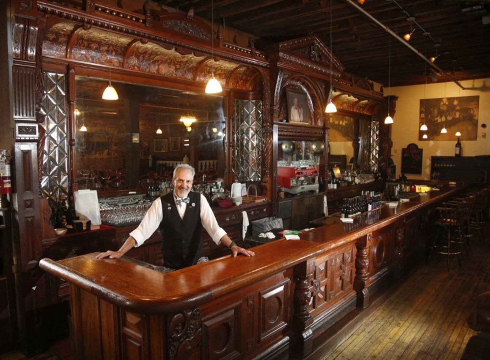 Jay’s Seafood is located at 225 E. Sixth St. in Dayton. Pictured is Bartender Bob Moats, who started in 1985 (CONTRIBUTED PHOTO).