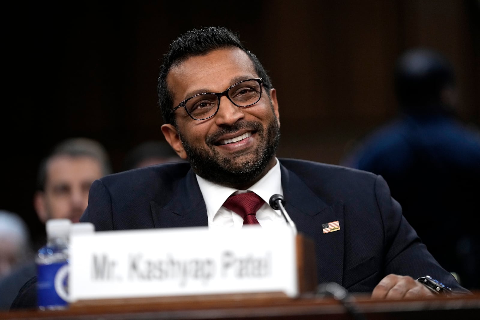 Kash Patel, President Donald Trump's choice to be director of the FBI, appears before the Senate Judiciary Committee for his confirmation hearing, at the Capitol in Washington, Thursday, Jan. 30, 2025. (AP Photo/Ben Curtis)