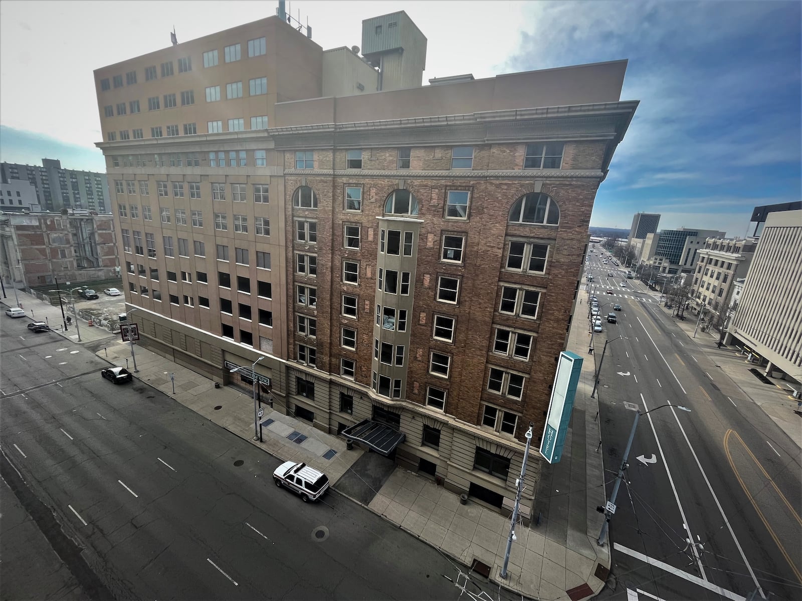 The former Algonquin Hotel on South Ludlow Street, across from City Hall and the Dayton Arcade. The former Dayton Grand Hotel has been vacant for years. CORNELIUS FROLIK / STAFF