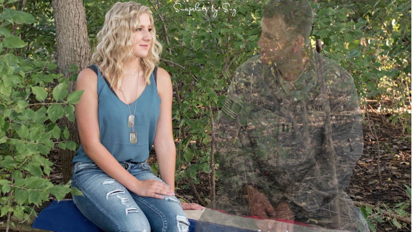 One of Julia Yllescas' senior photos shows her sitting next to a shadow of her late father, Capt. Robert Yllescas.