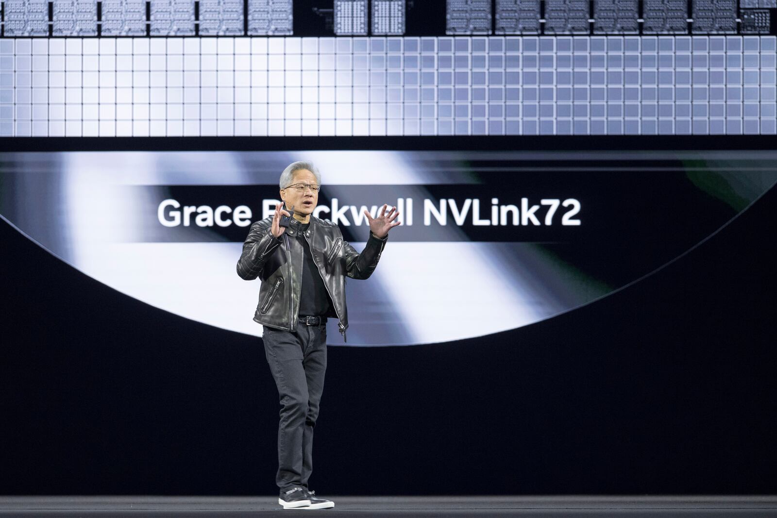 CEO Jensen Huang talks during the keynote address of Nvidia GTC Tuesday, March 18, 2025, in San Jose, Calif. (AP Photo/Nic Coury)