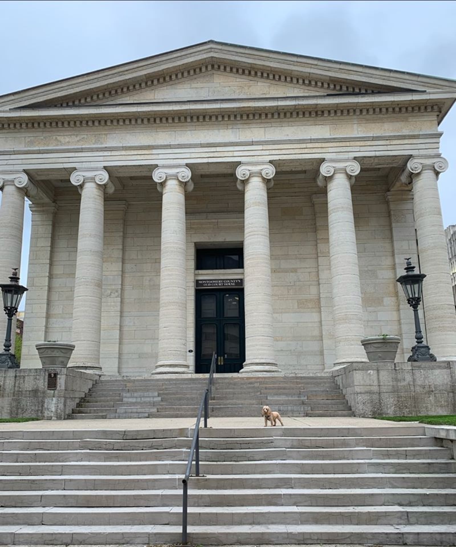 Jim Garvey takes his dog Pluto on daily walks in downtown Dayton, posting photos and sharing history lessons about the Gem City to cheer his friends on social media during the coronavirus pandemic. JIM GARVEY / CONTRIBUTED