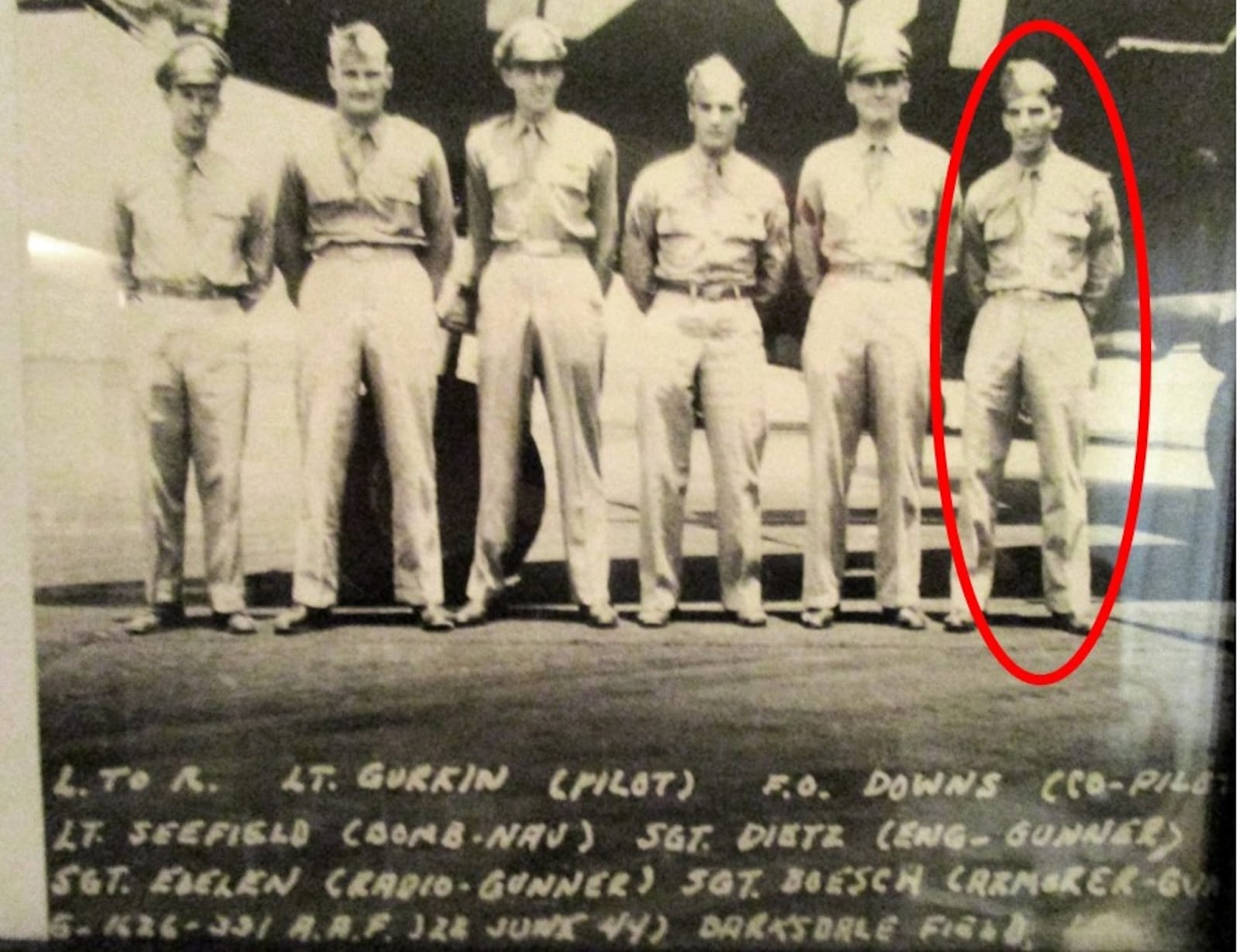 Richard "Dick" Boesch, a longtime Dayton resident, died Feb. 17, 2021, at the age of 100. He is shown at right with his crew. He was a World War II vet who flew 61 combat missions. CONTRIBUTED