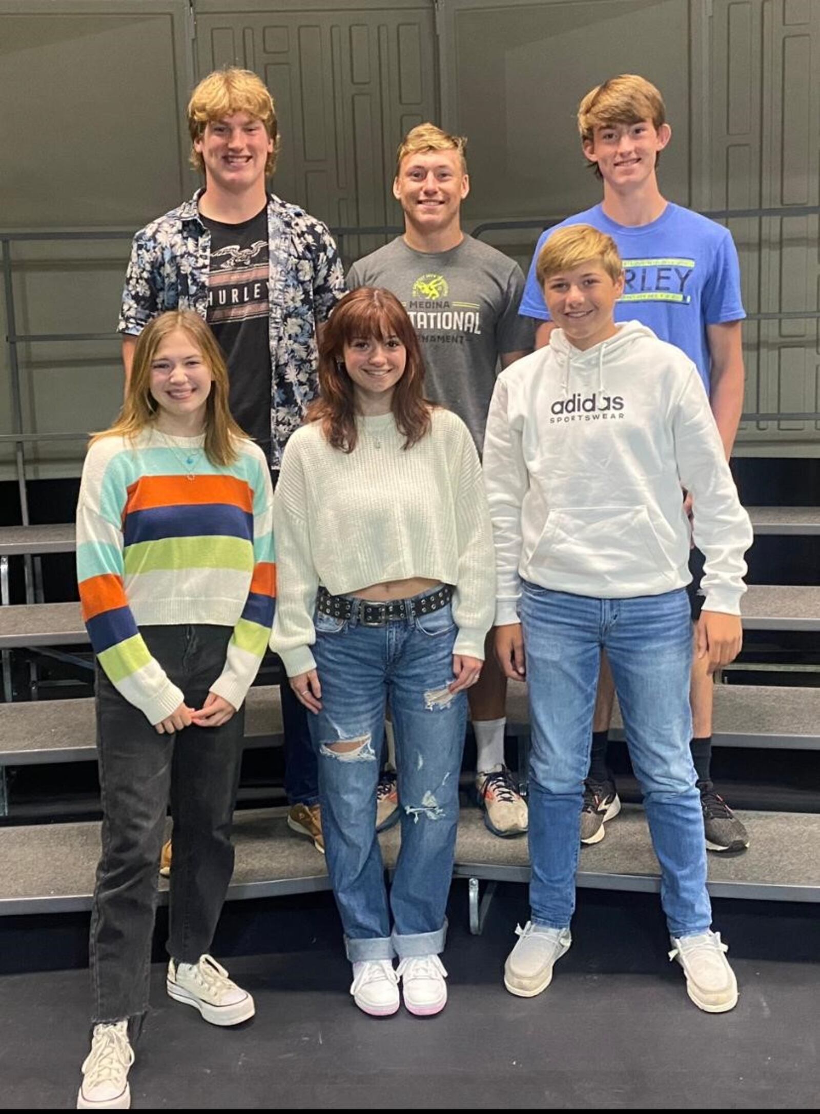 Six Miami East High School Symphonic Choir students will participate in the 2024 OMEA All-State Choir. From top left to right: junior tenor I Vincent Crane; junior tenor II Chris Smith; senior bass II Andrew Crane; sophomore soprano I Emma Whitten; senior alto I Lexi Loughman; and freshman tenor I Caleb Brubaker. CONTRIBUTED