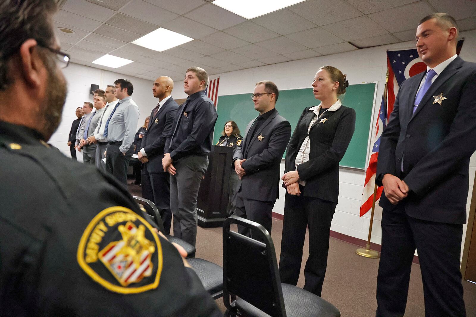 Five Clark County Deputies and six corrections officers were sworn in Monday, Nov. 14, 2022 at the Clark County Sheriff's Department. This was the first time Clark County has hired deputies for road patrol and corrections officers to work in the jail. In the past, deputies had to first work in the jail for up to a couple years before moving to road patrol. BILL LACKEY/STAFF